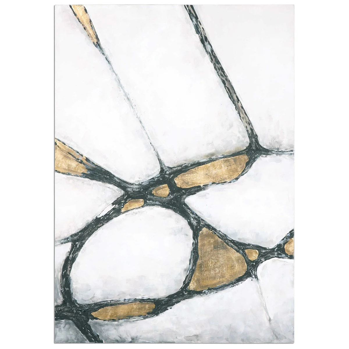 Uttermost Abstract in Gold and Black Hand Painted Canvas - Image 2