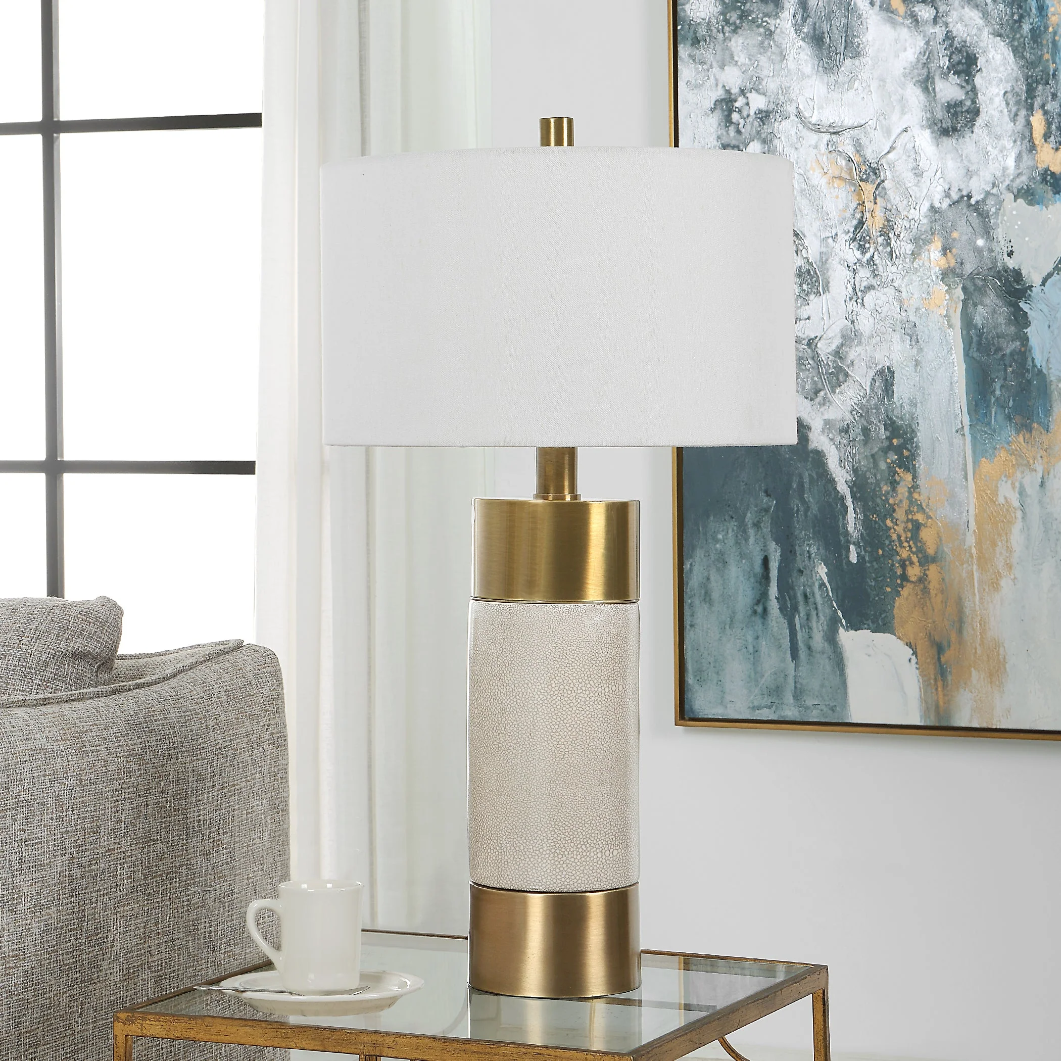 Uttermost Adelia Ivory & Brass Table Lamp - Image 3