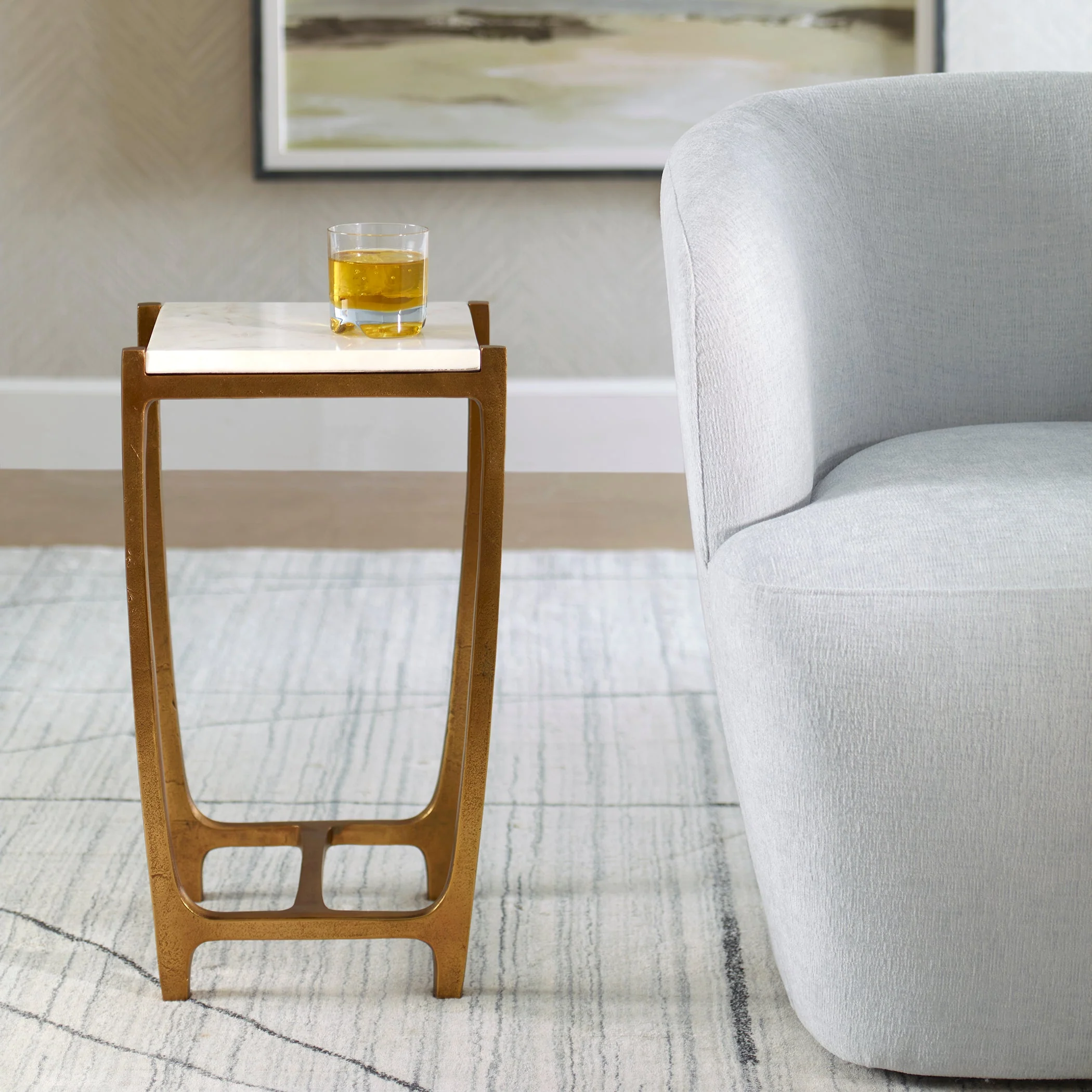 Uttermost Affinity White Marble Accent Table - Image 2