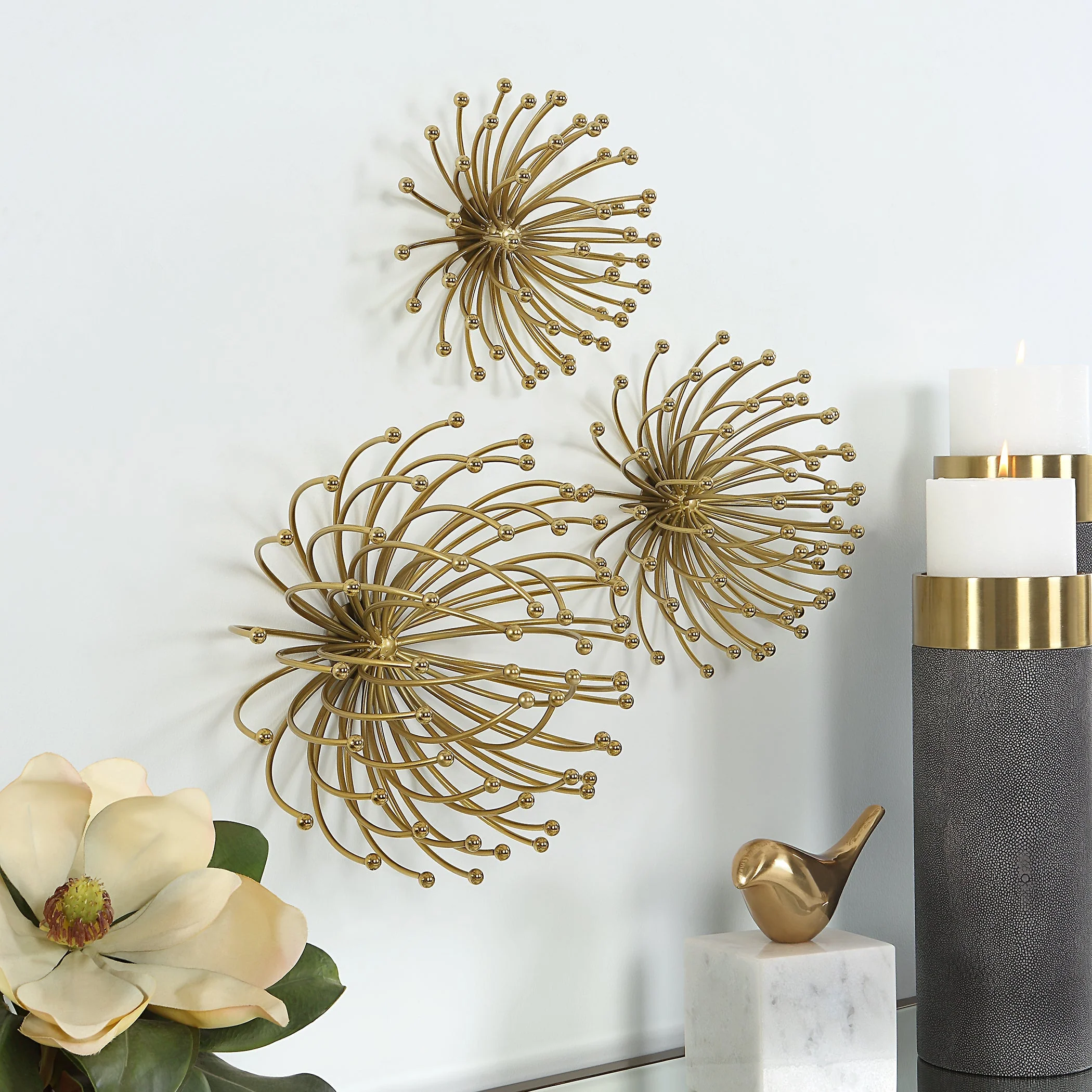 Uttermost Aga Gold Metal Wall Decor, S/3 - Image 3