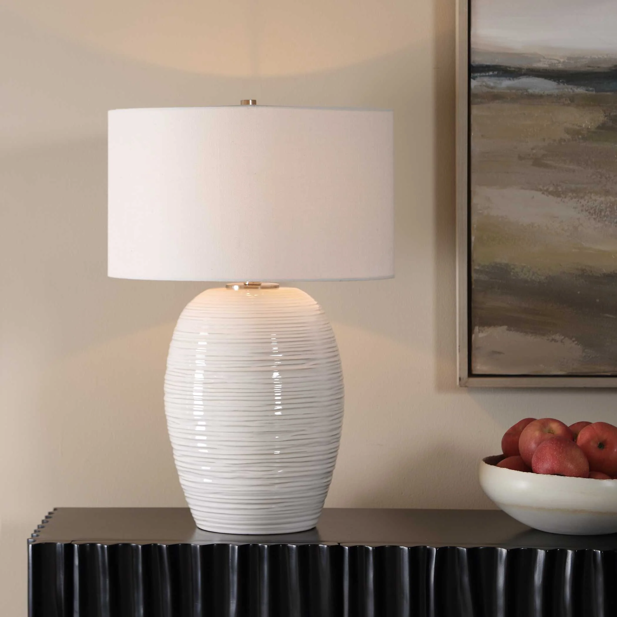 Uttermost Alkman White Glaze Table Lamp - Image 2