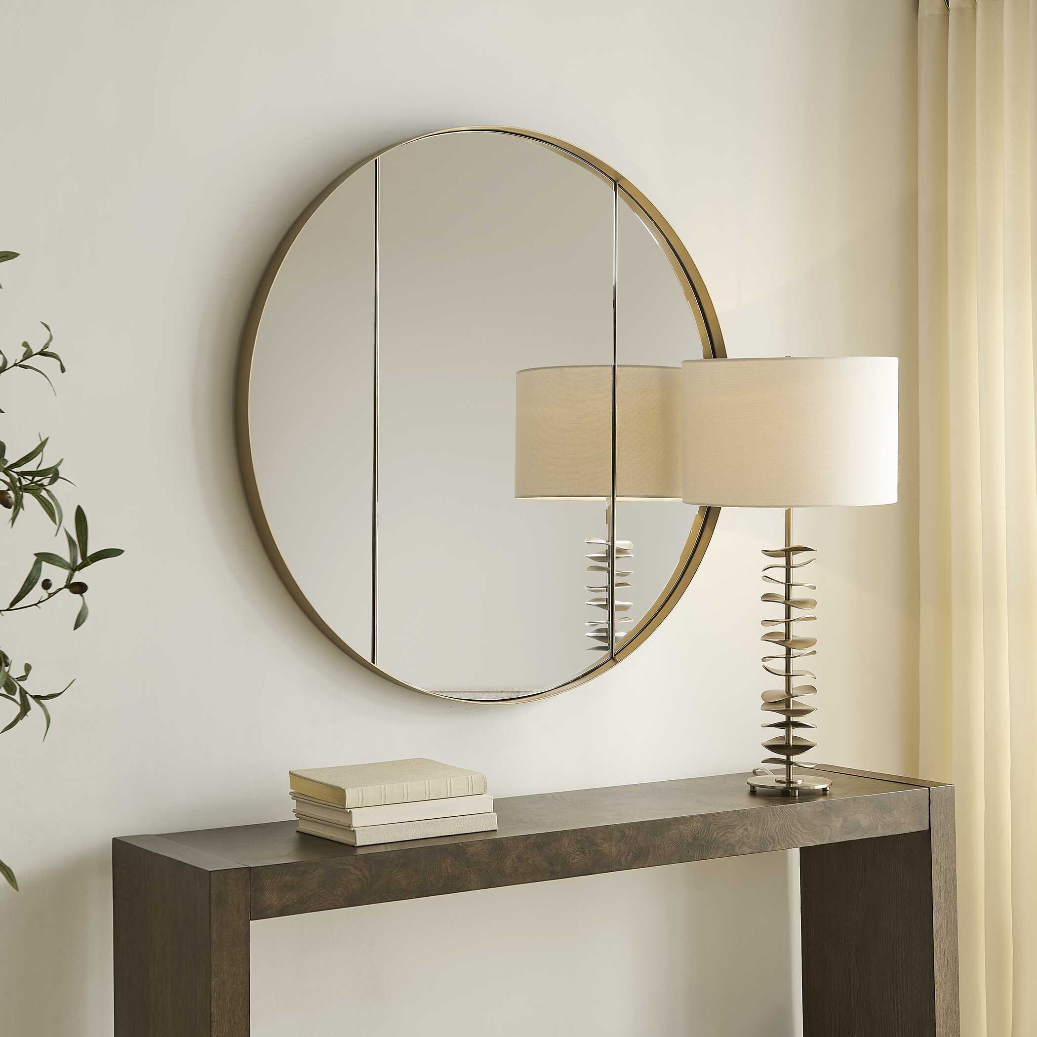 Uttermost Amram Antique Brass Round Mirror - Image 3