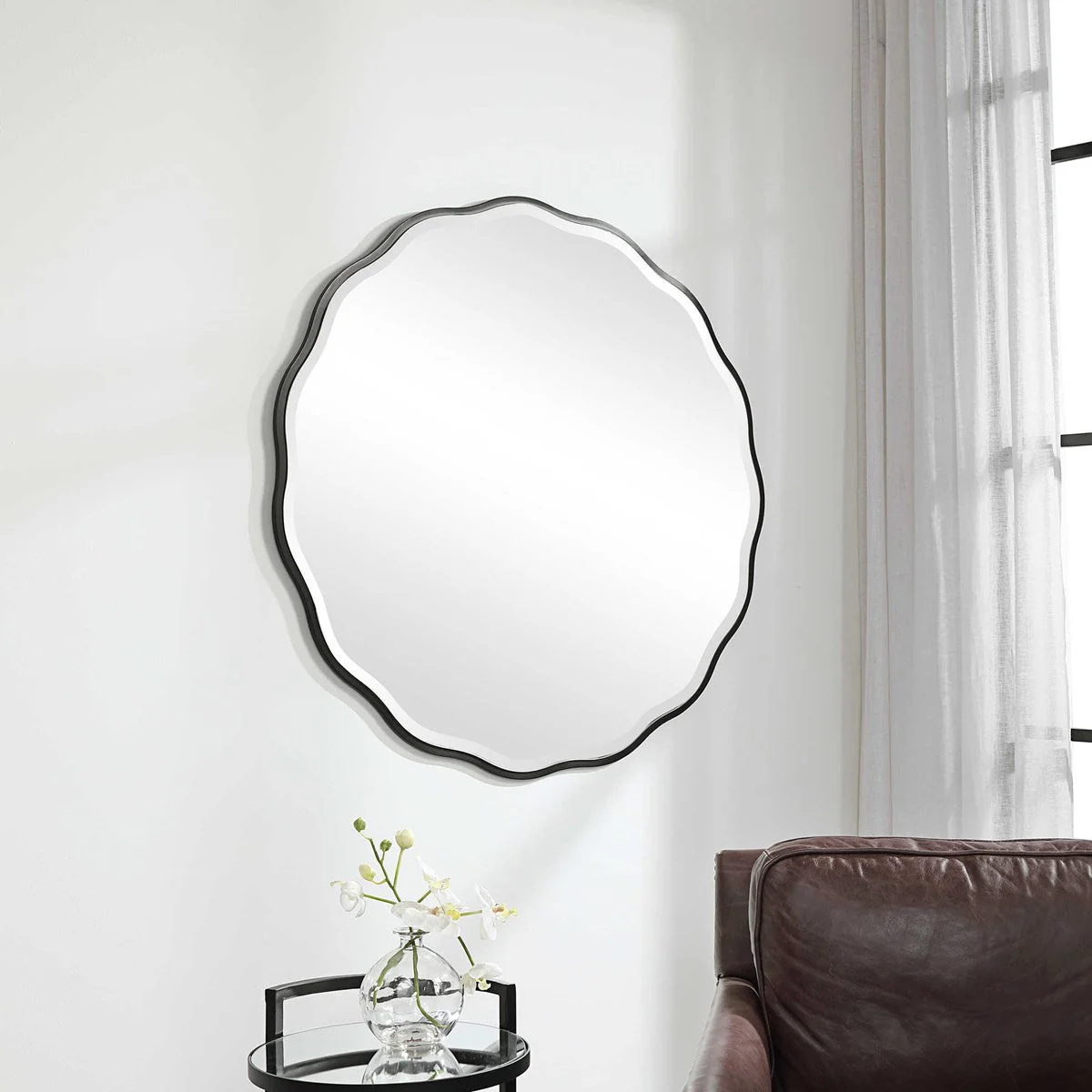 Uttermost Aneta Black Round Mirror - Image 3