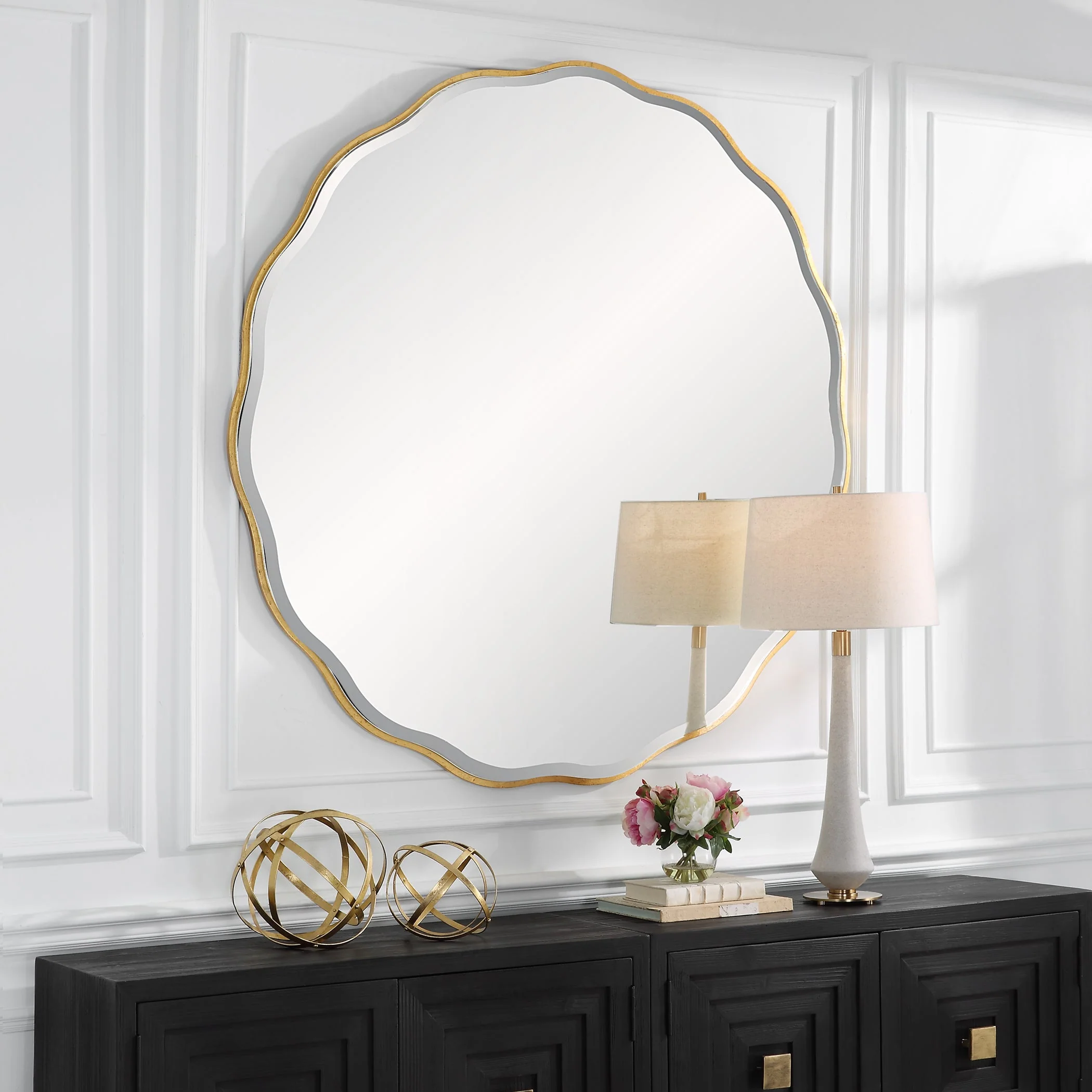 Uttermost Aneta Large Gold Round Mirror - Image 3