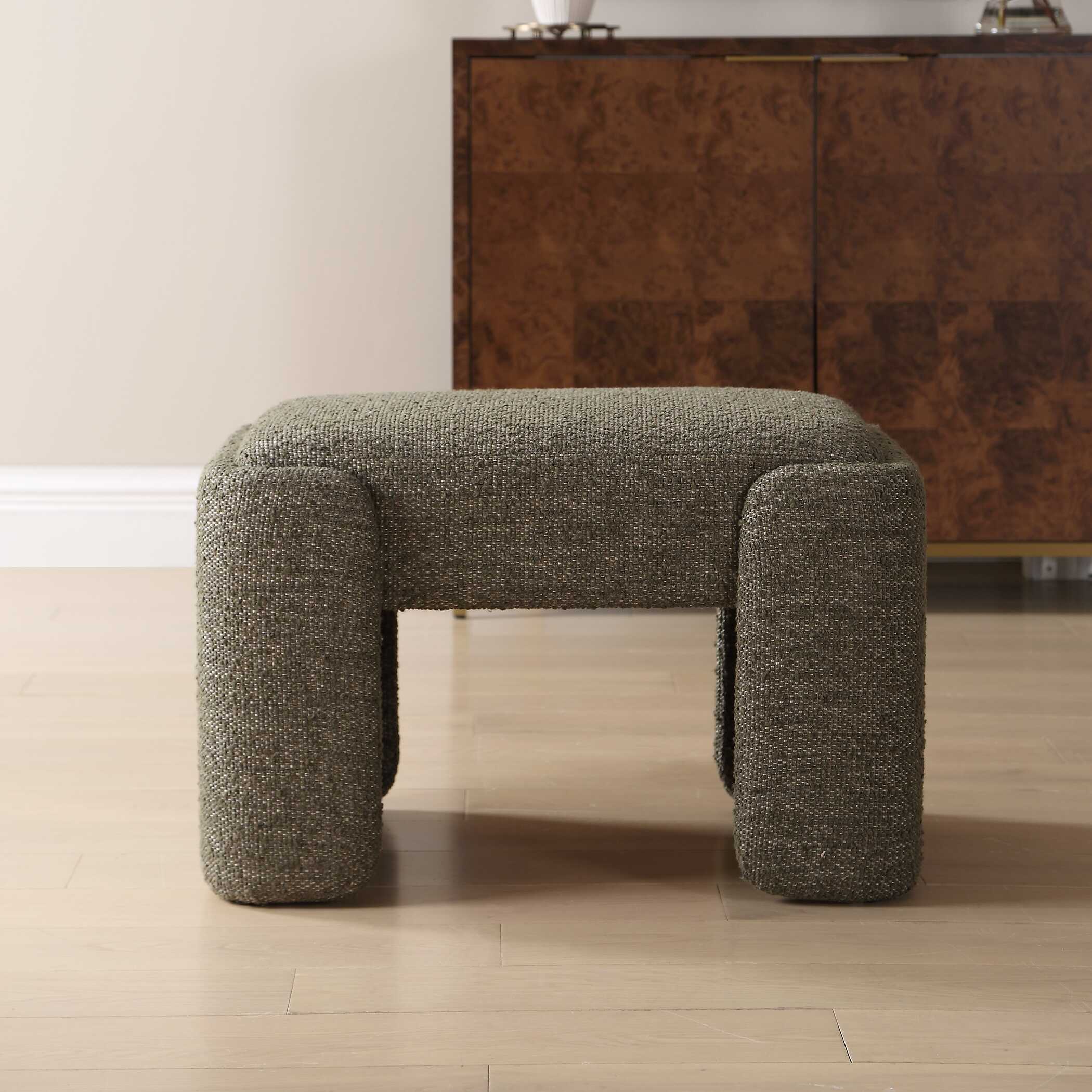 Uttermost Angus Green Boucle Small Bench - Image 2