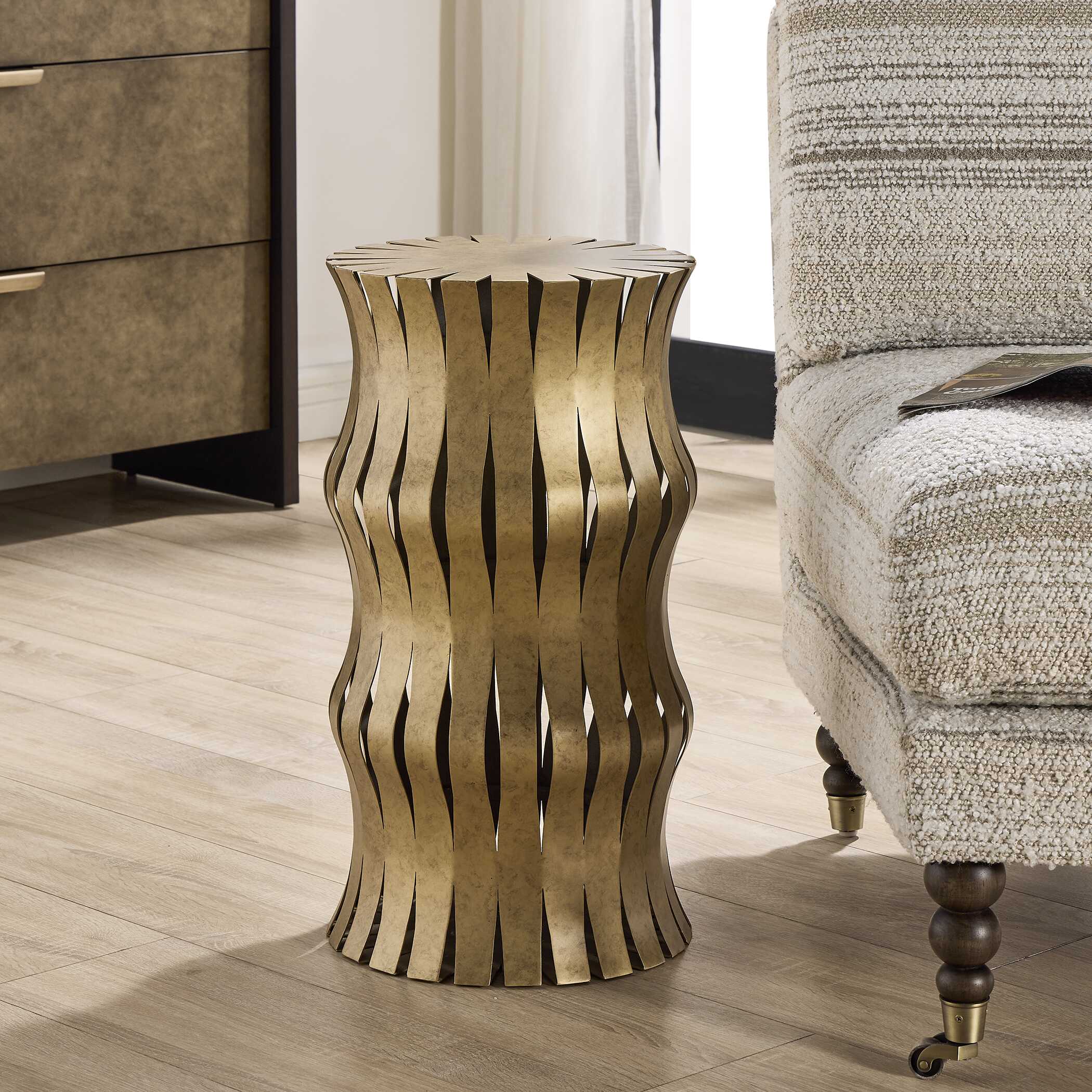 Uttermost Arida Aged Gold Accent Table - Image 3