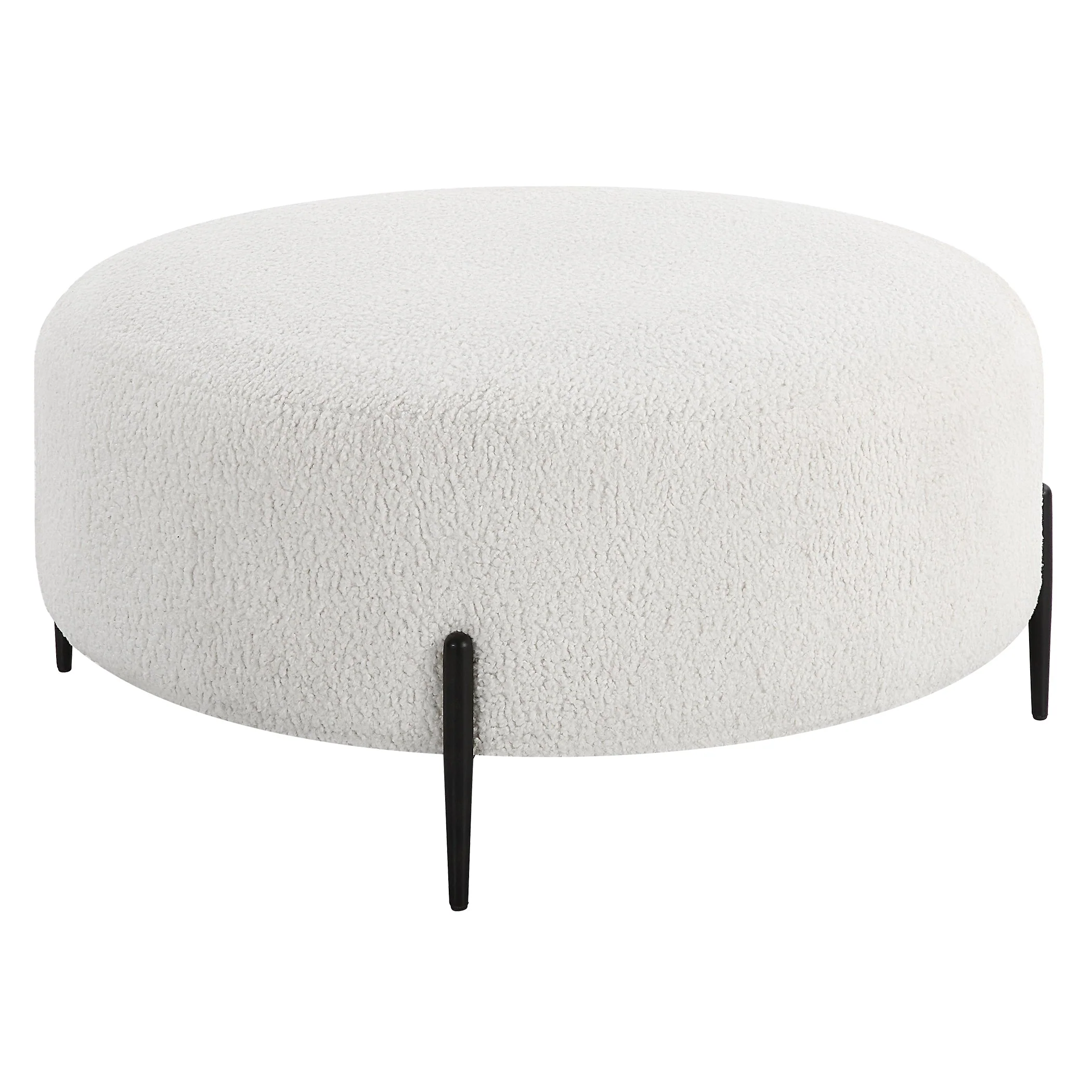 Uttermost Arles Large Plush White Ottoman - Image 5