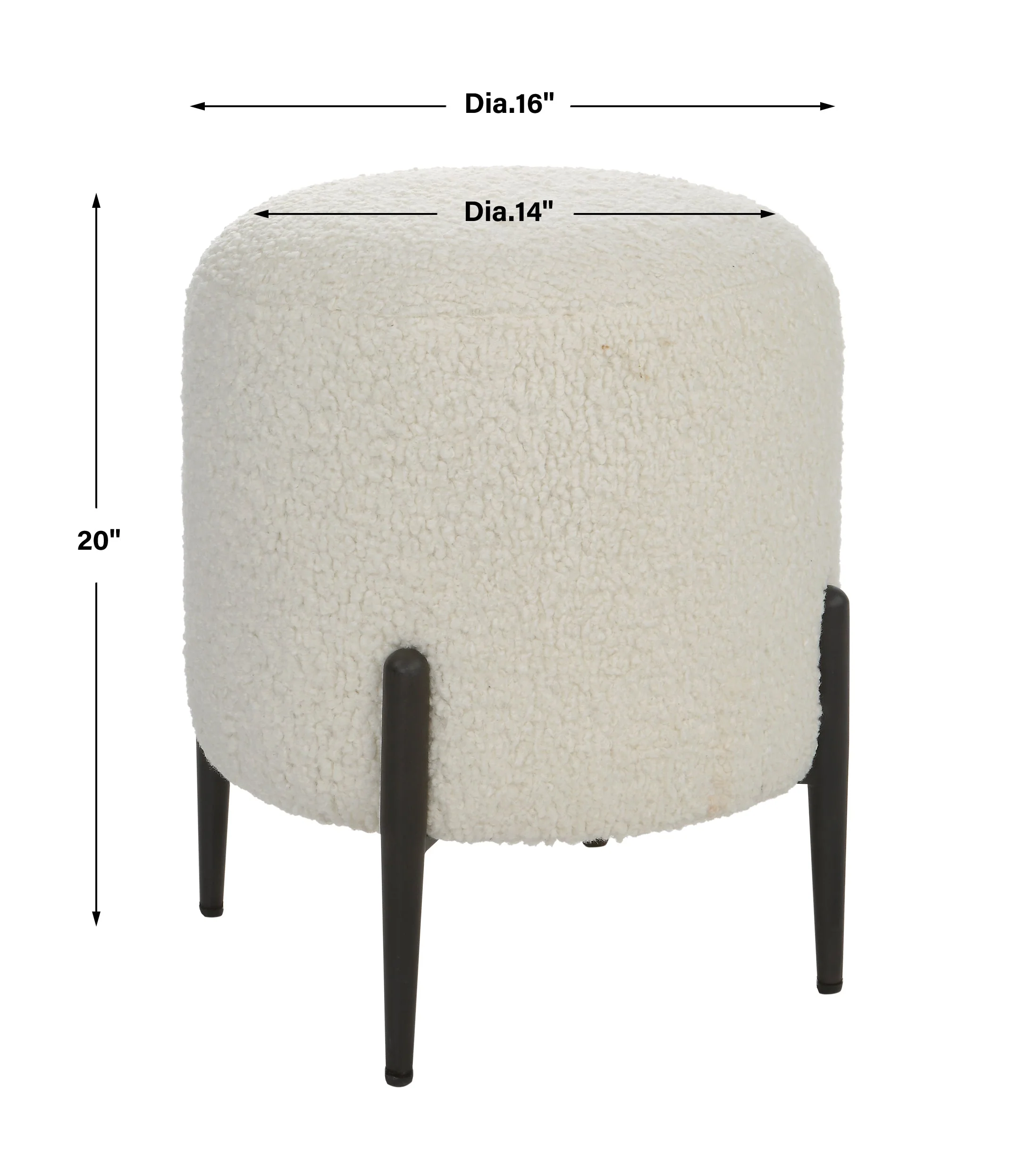 Uttermost Arles White Shearling Ottoman - Image 3