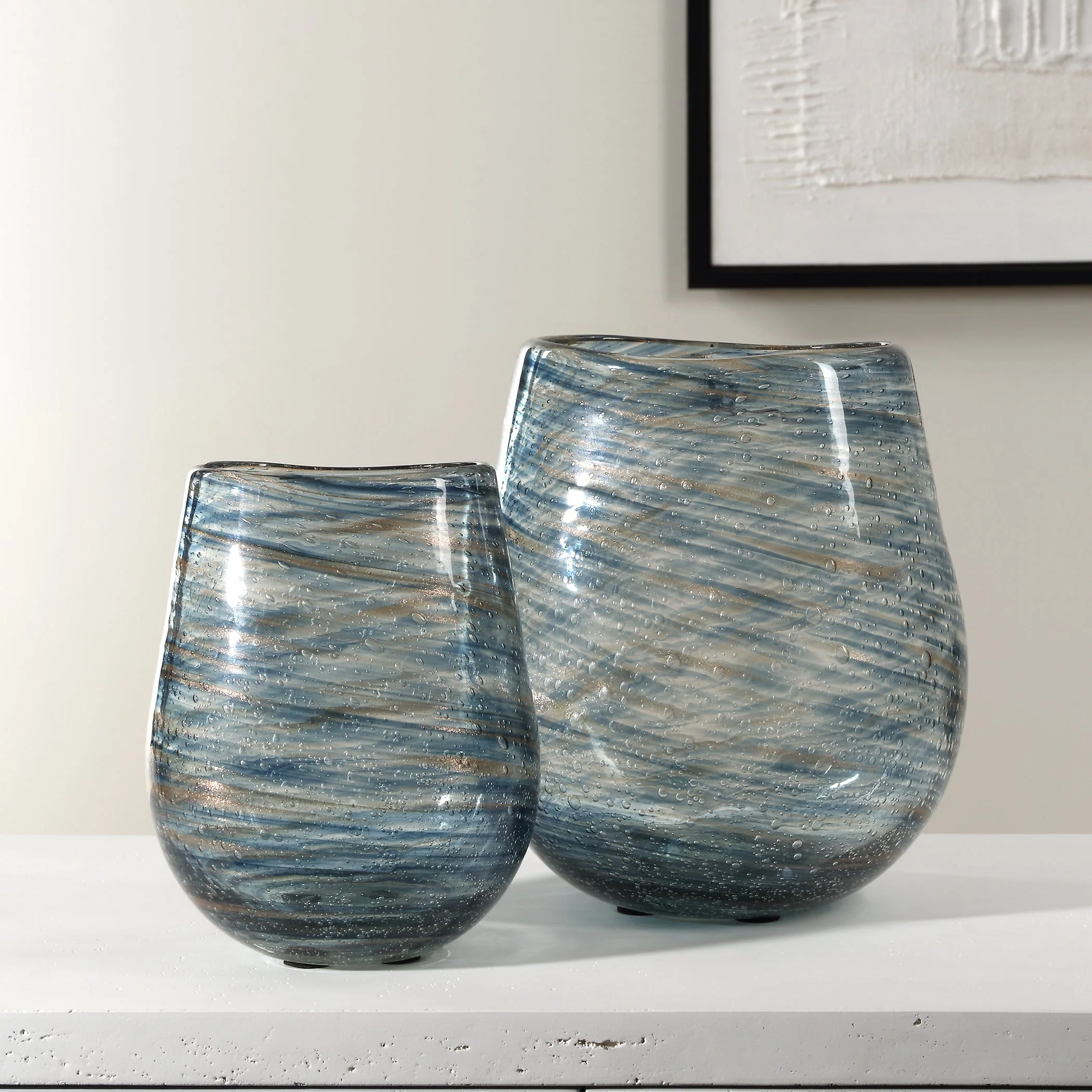 Uttermost Aurora Swirl Glass Vases, S/2 - Image 2