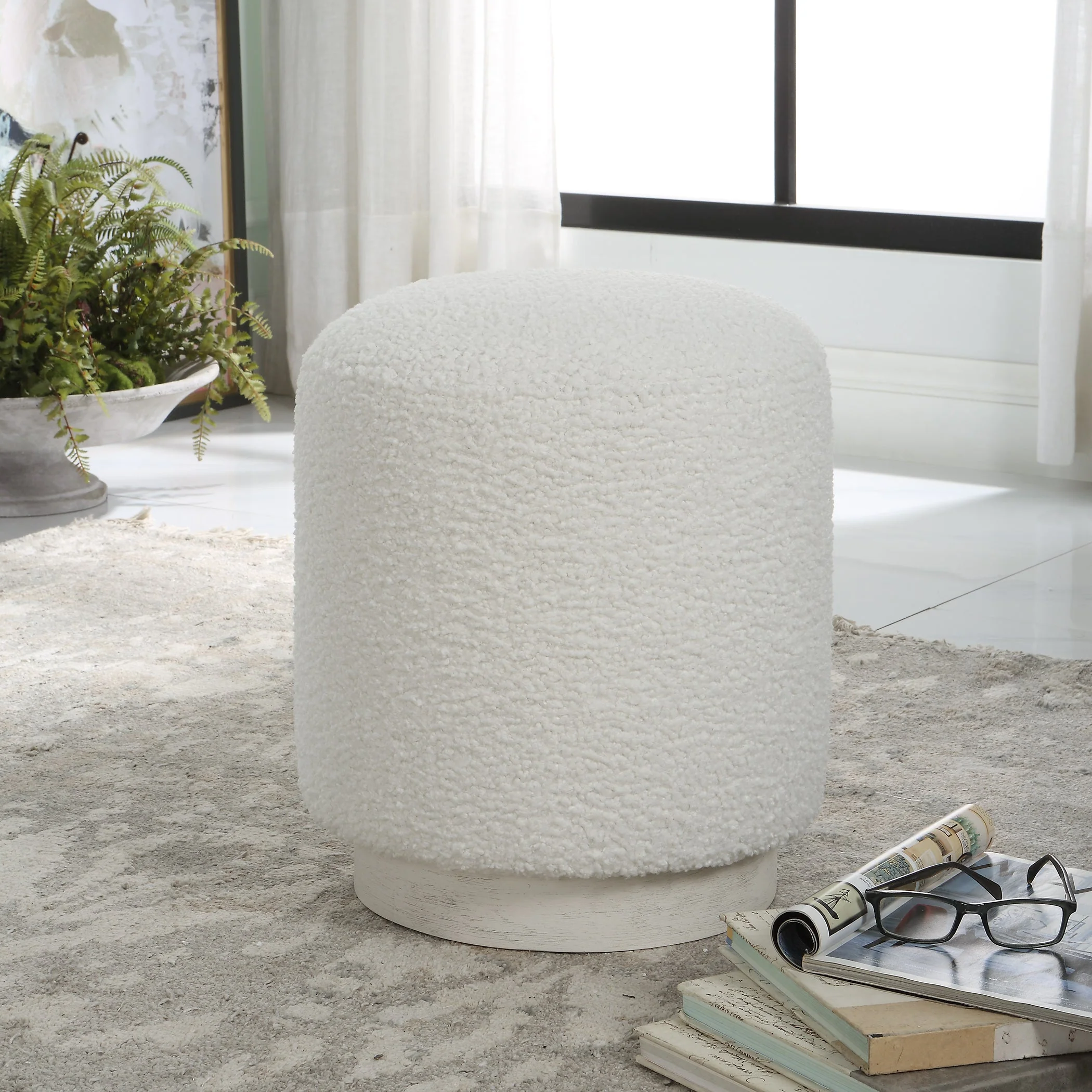 Uttermost Avila White Ottoman - Image 2