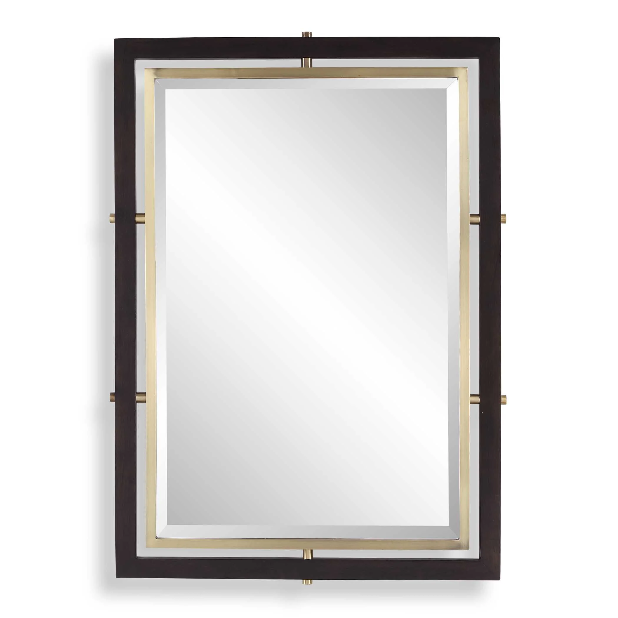 Uttermost Bach Walnut & Brass Rectangle Mirror