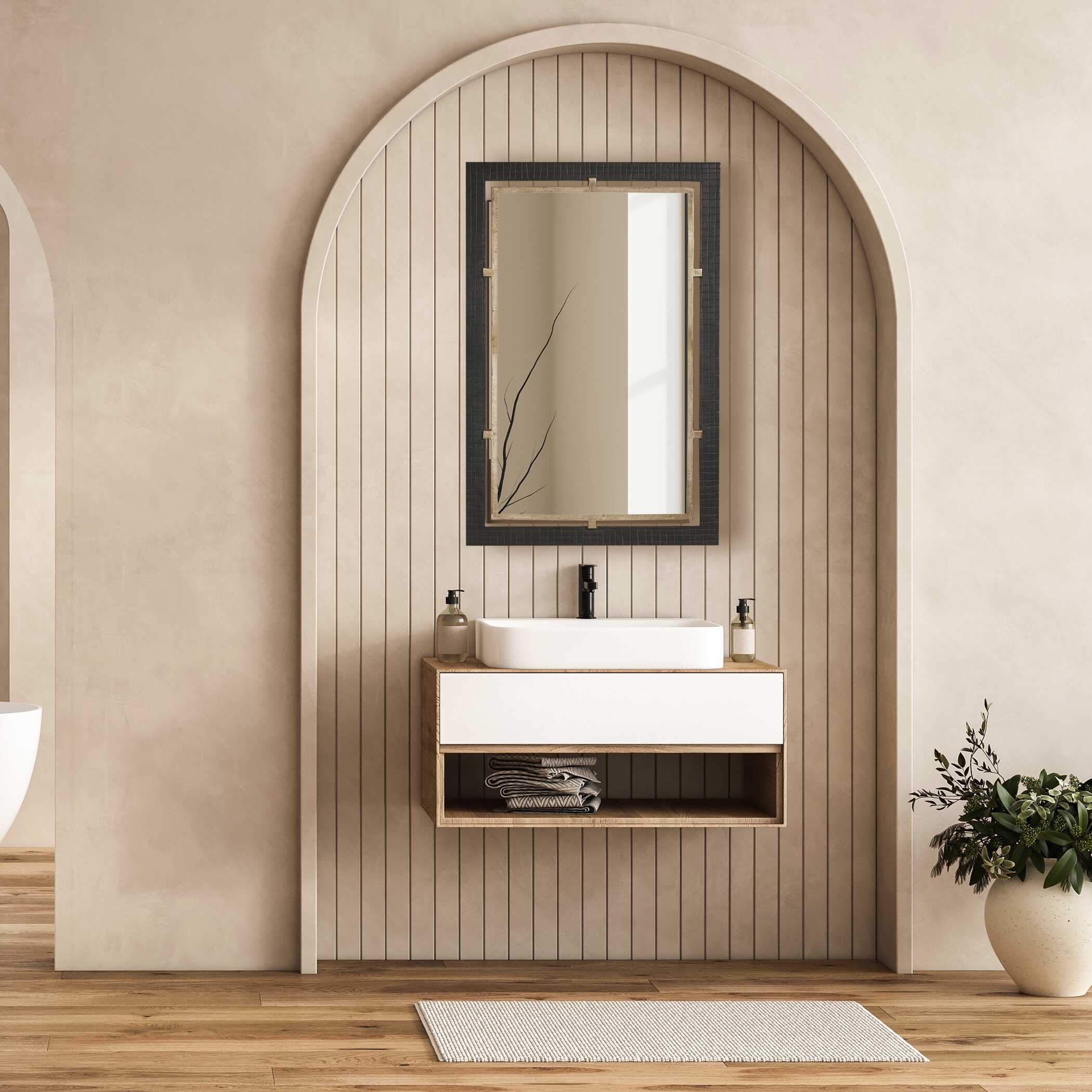 Uttermost Bach Walnut & Brass Rectangle Mirror - Image 2
