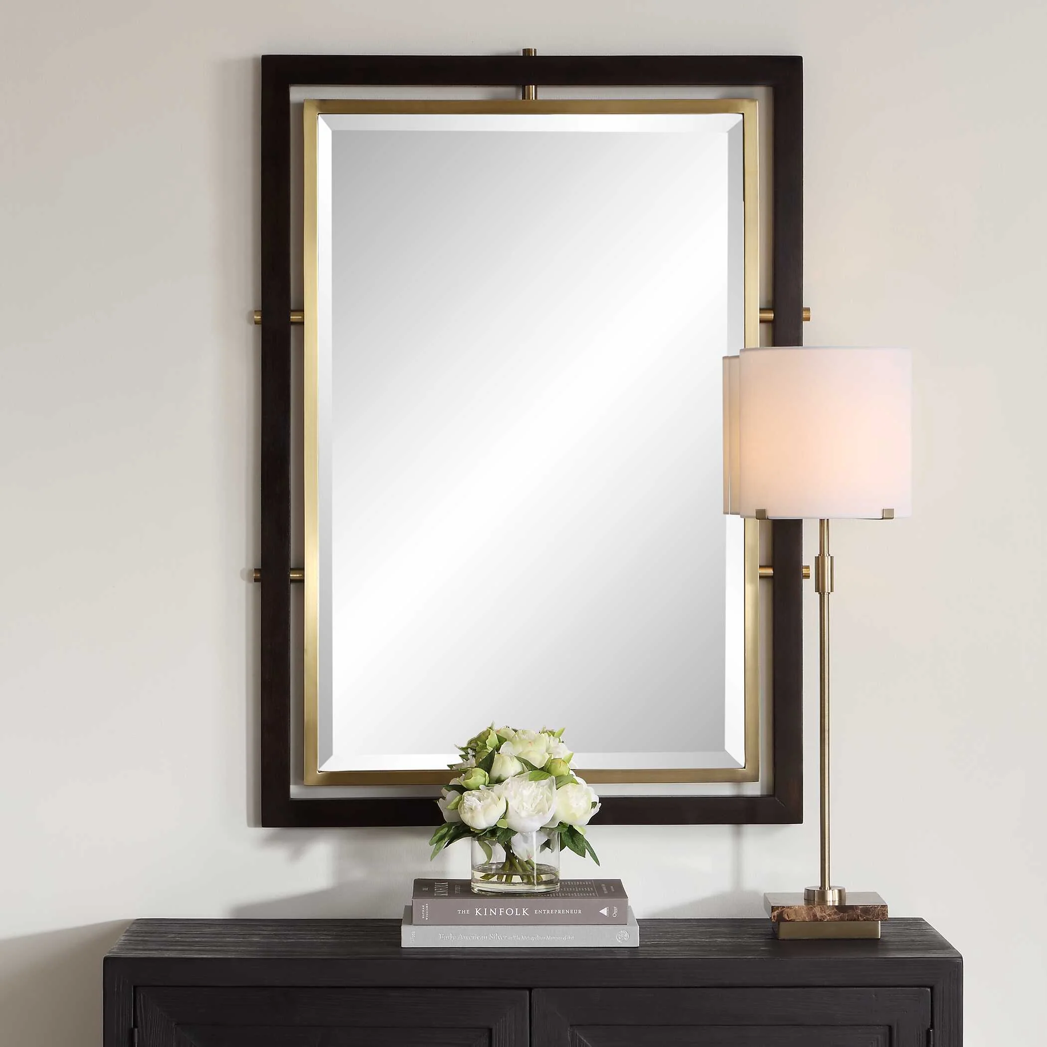 Uttermost Bach Walnut & Brass Rectangle Mirror - Image 5