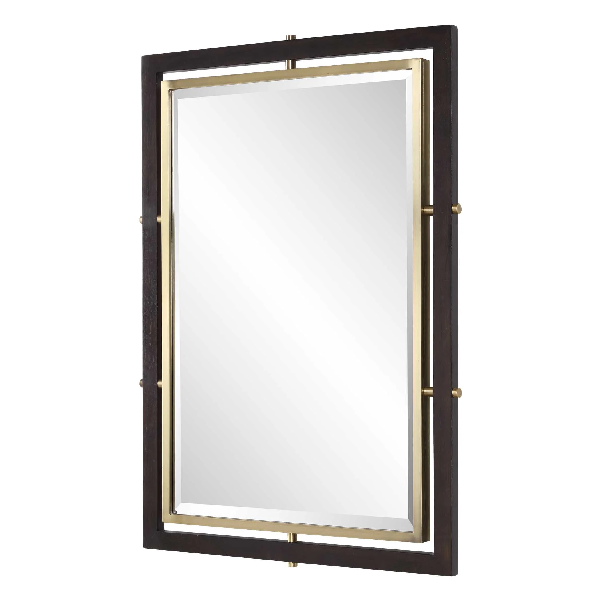 Uttermost Bach Walnut & Brass Rectangle Mirror - Image 6