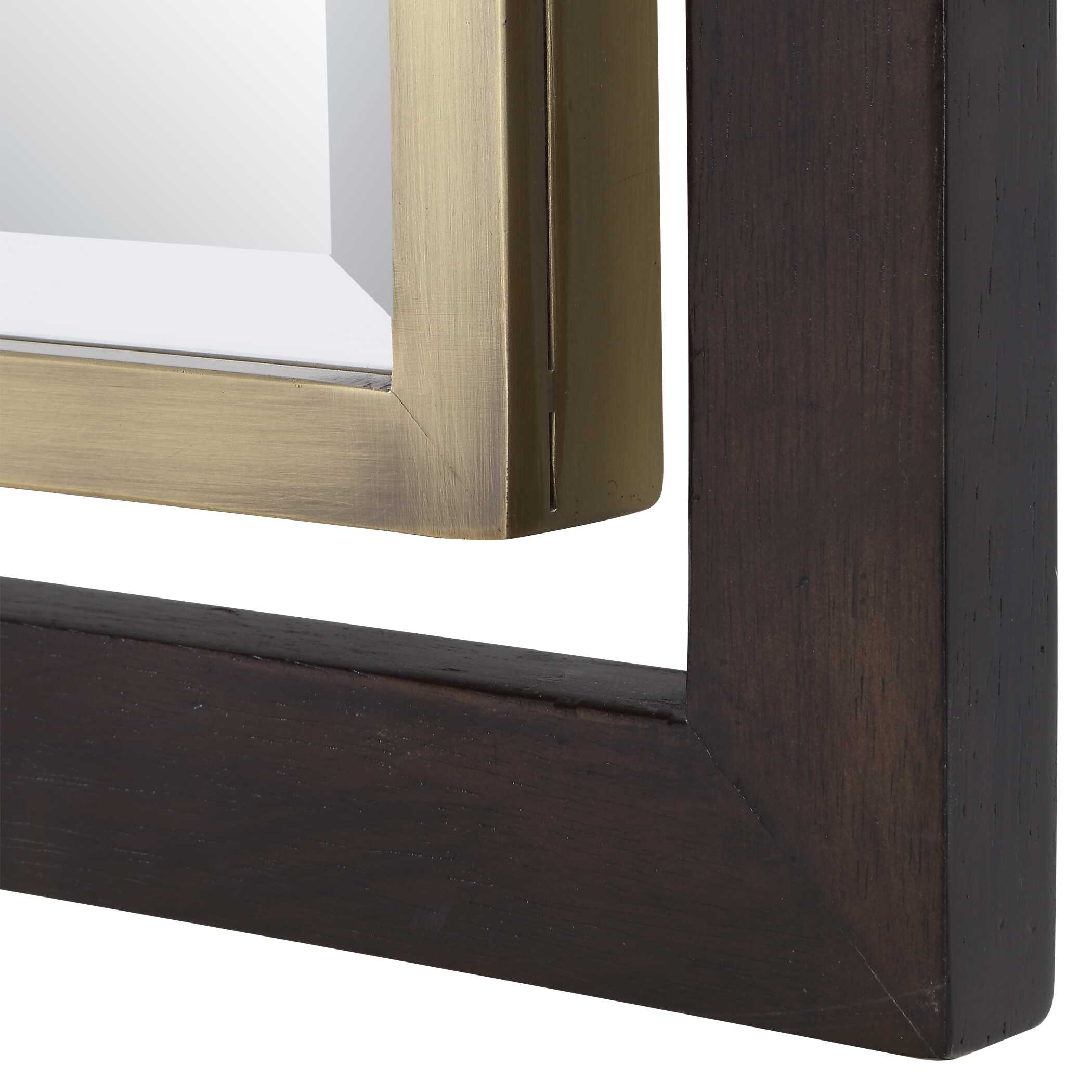 Uttermost Bach Walnut & Brass Rectangle Mirror - Image 7