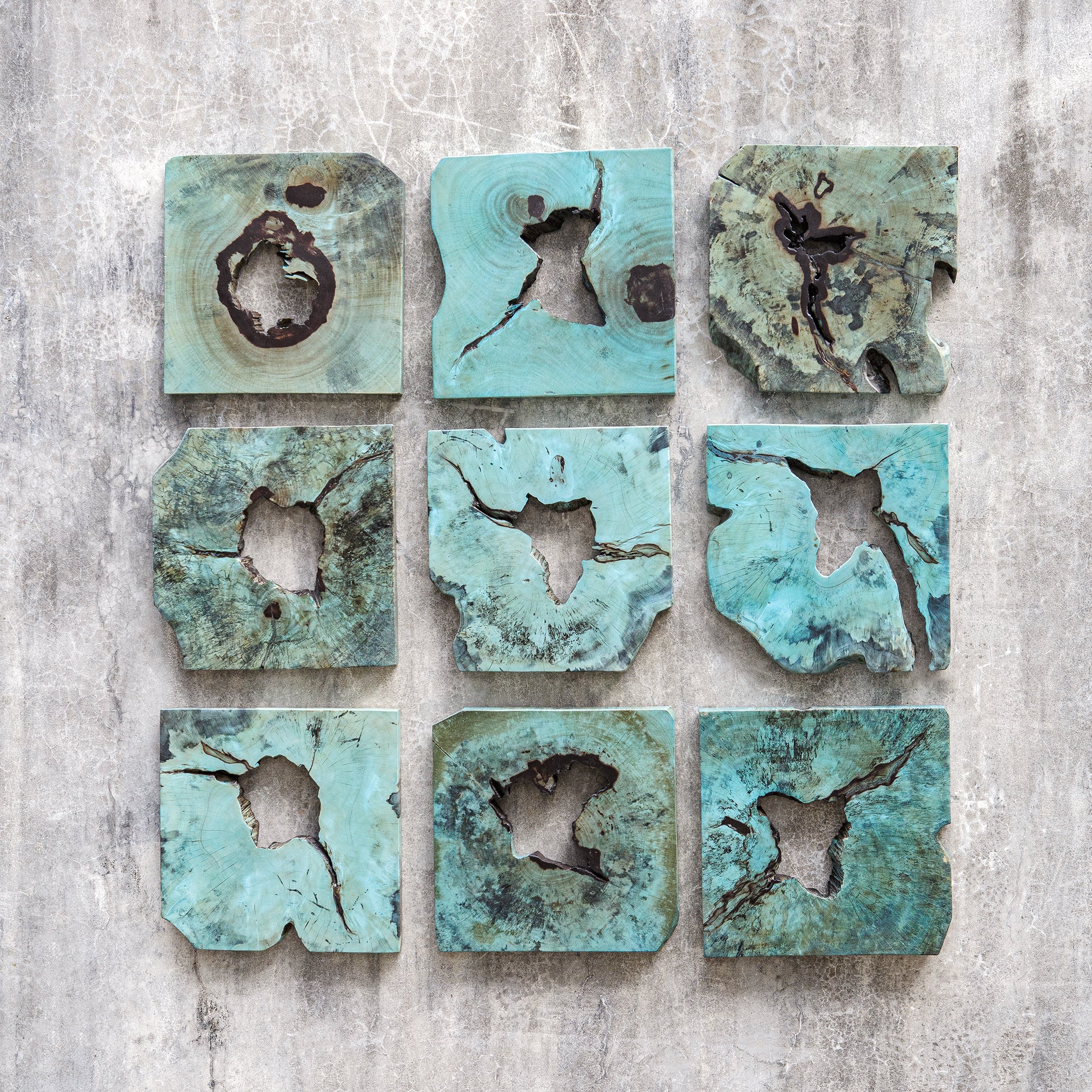 Uttermost Bahati Wood Wall Décor In Blue, S/9 - Image 2