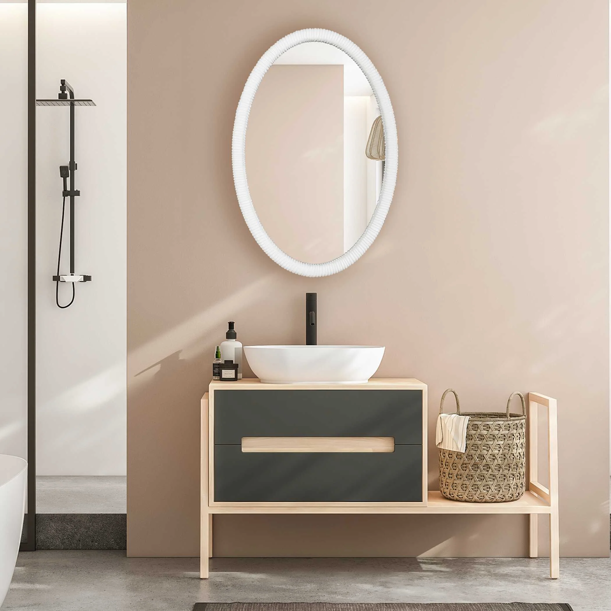 Uttermost Bali White Ribbed Oval Mirror - Image 2