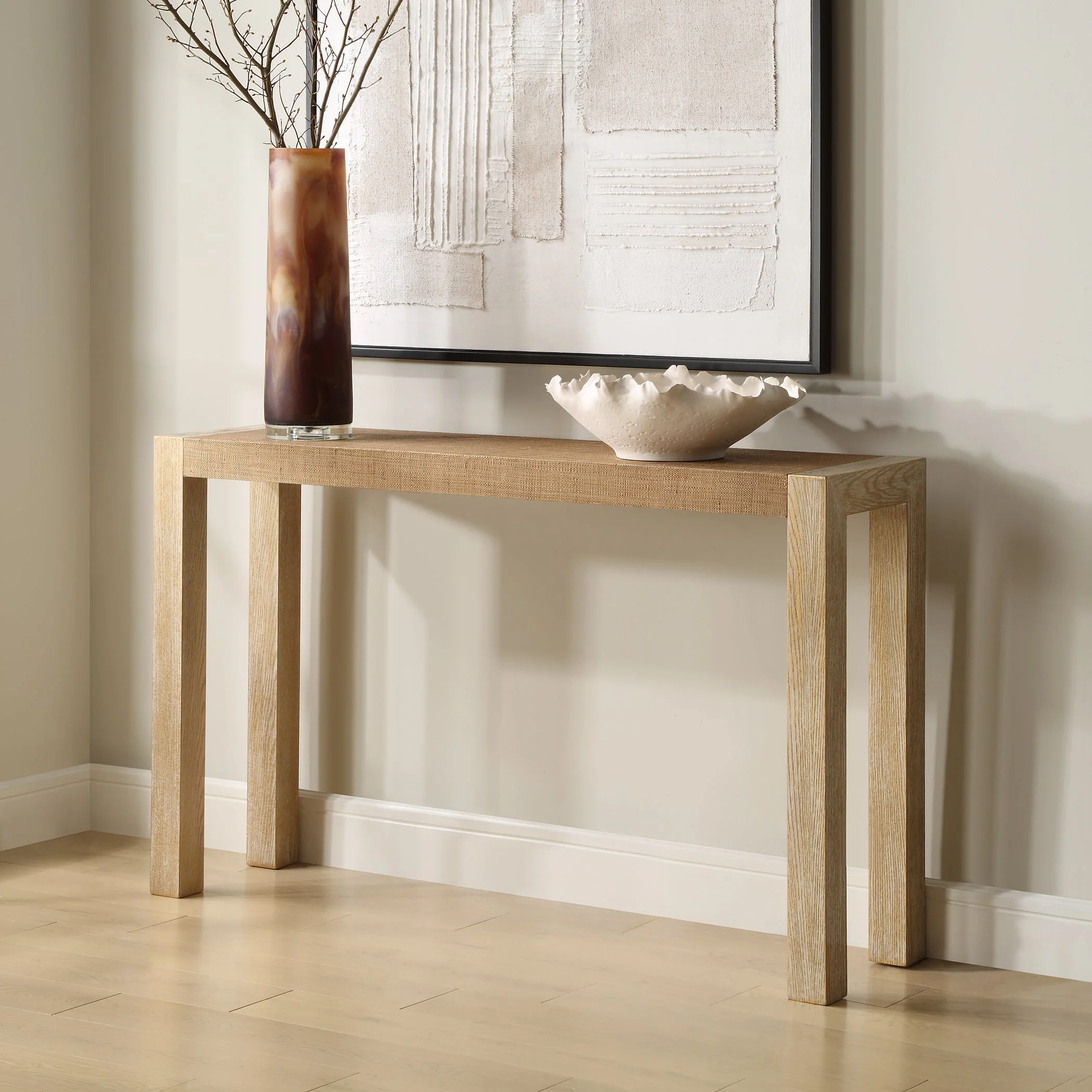 Uttermost Bentley Grasscloth Console Table - Image 3