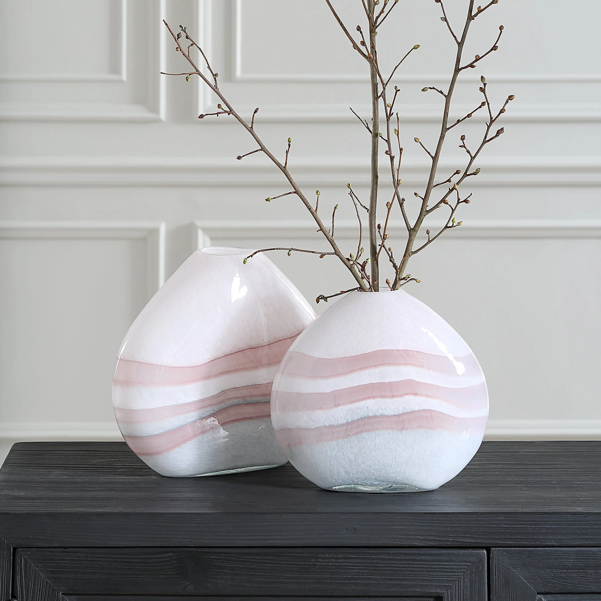 Uttermost Blush Swirl Glass Vases, S/2 - Image 2