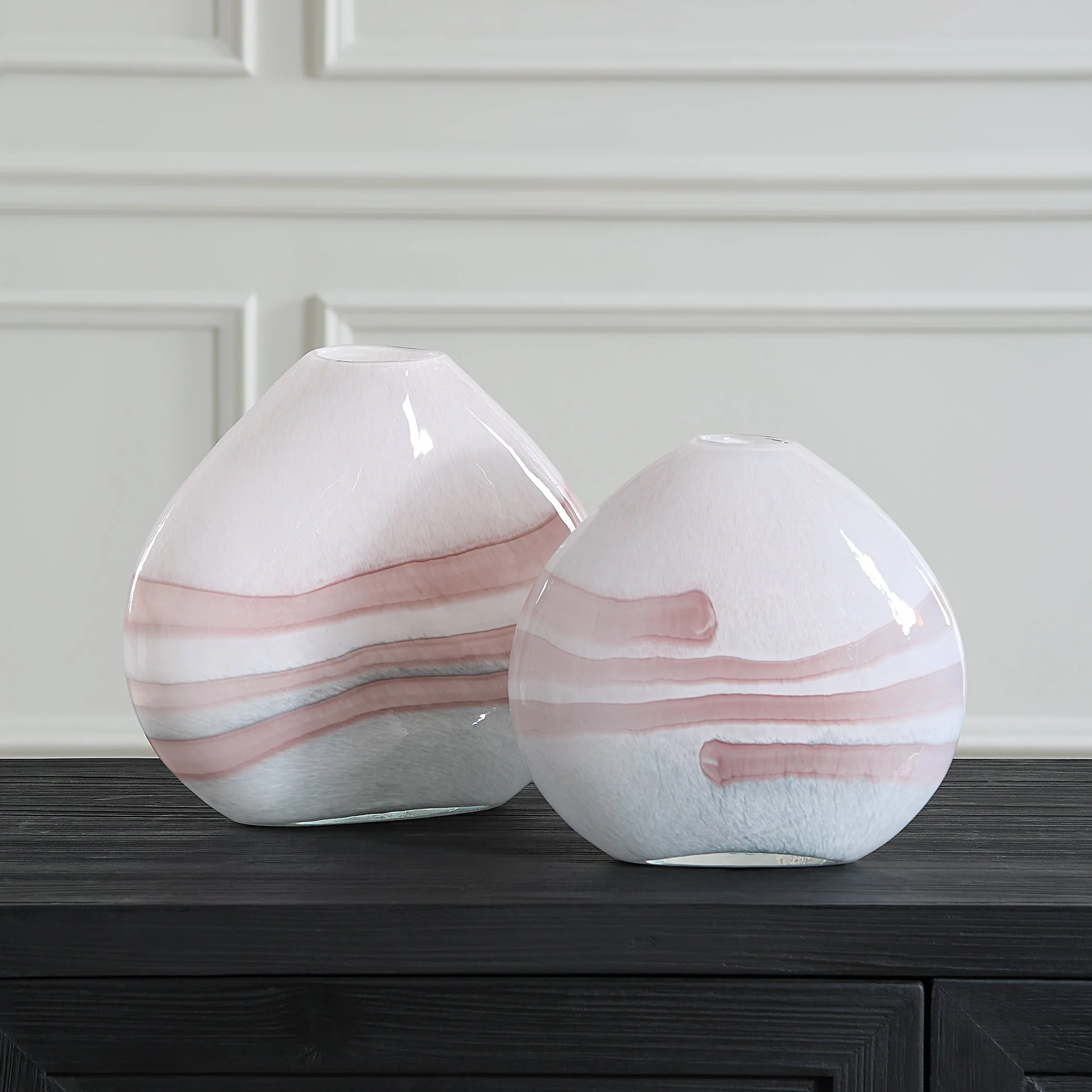Uttermost Blush Swirl Glass Vases, S/2 - Image 3