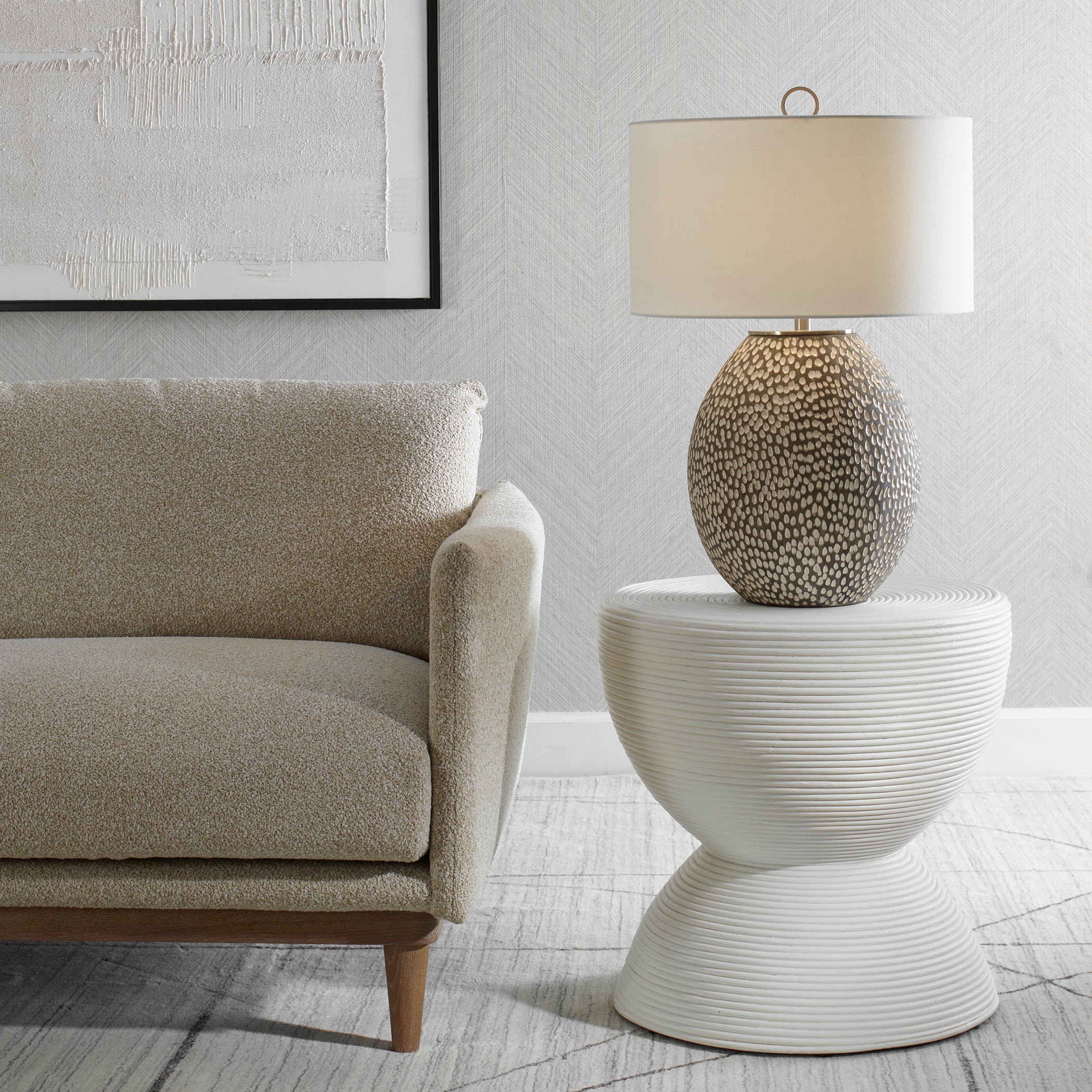 Uttermost Bongo White Rattan Side Table - Image 2