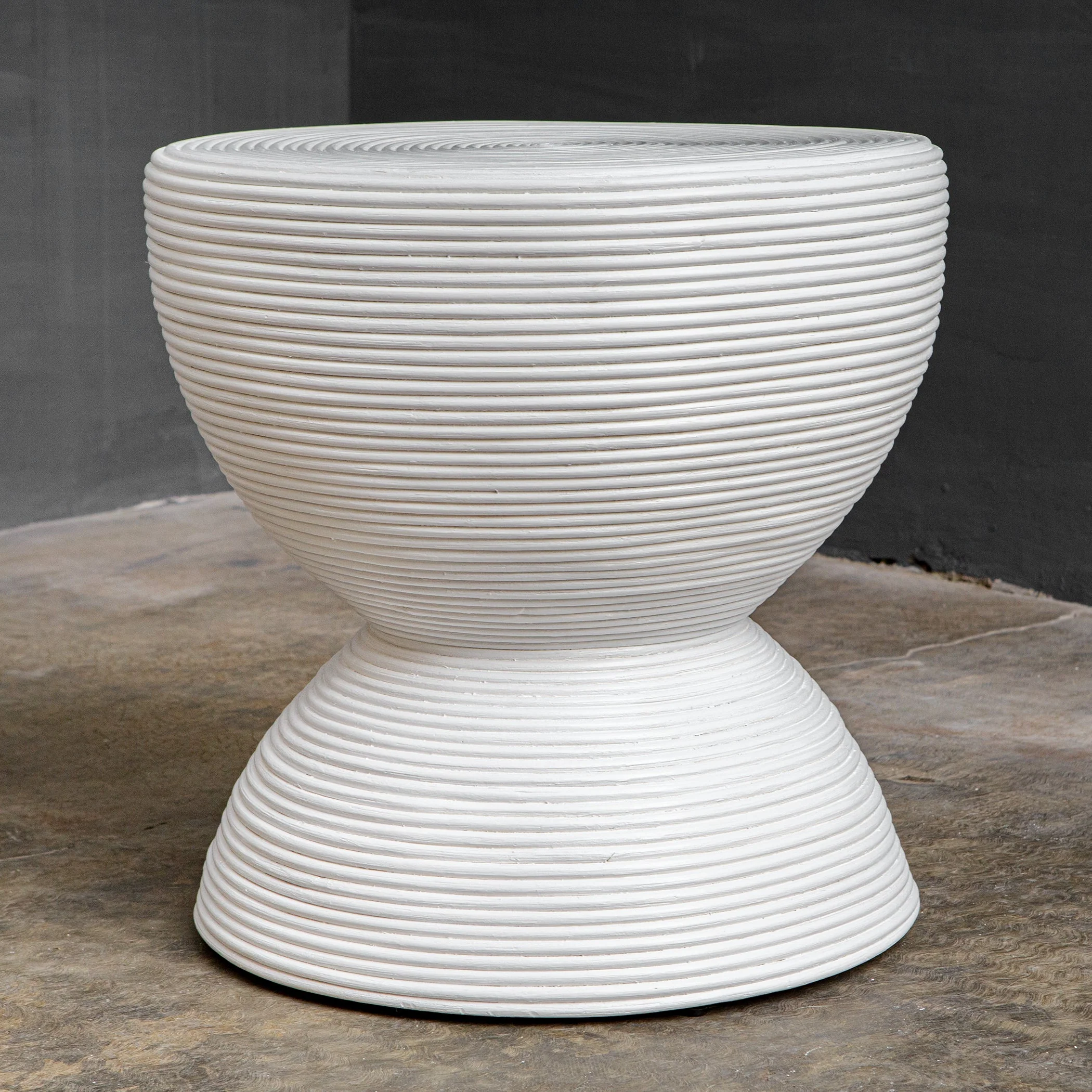 Uttermost Bongo White Rattan Side Table - Image 4
