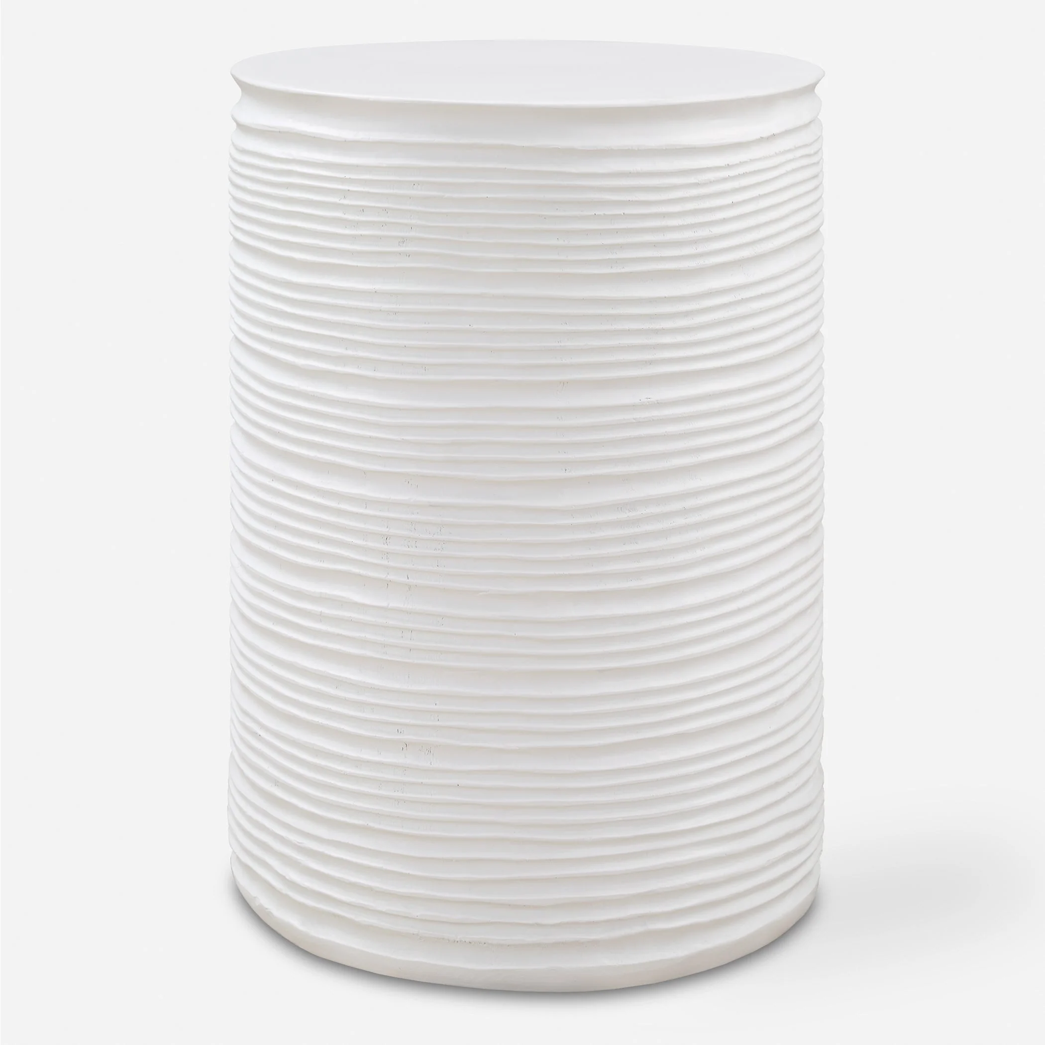 Uttermost Borderline White Drum Table