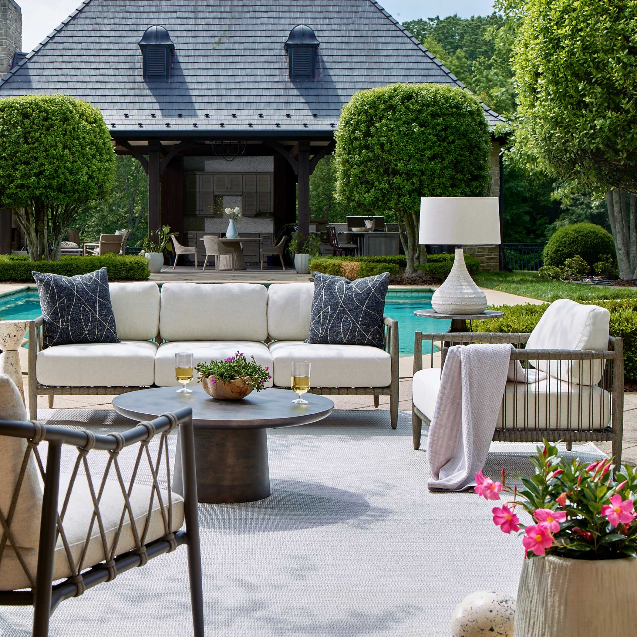 Uttermost Borneo Oyster White Outdoor Sofa - Image 2