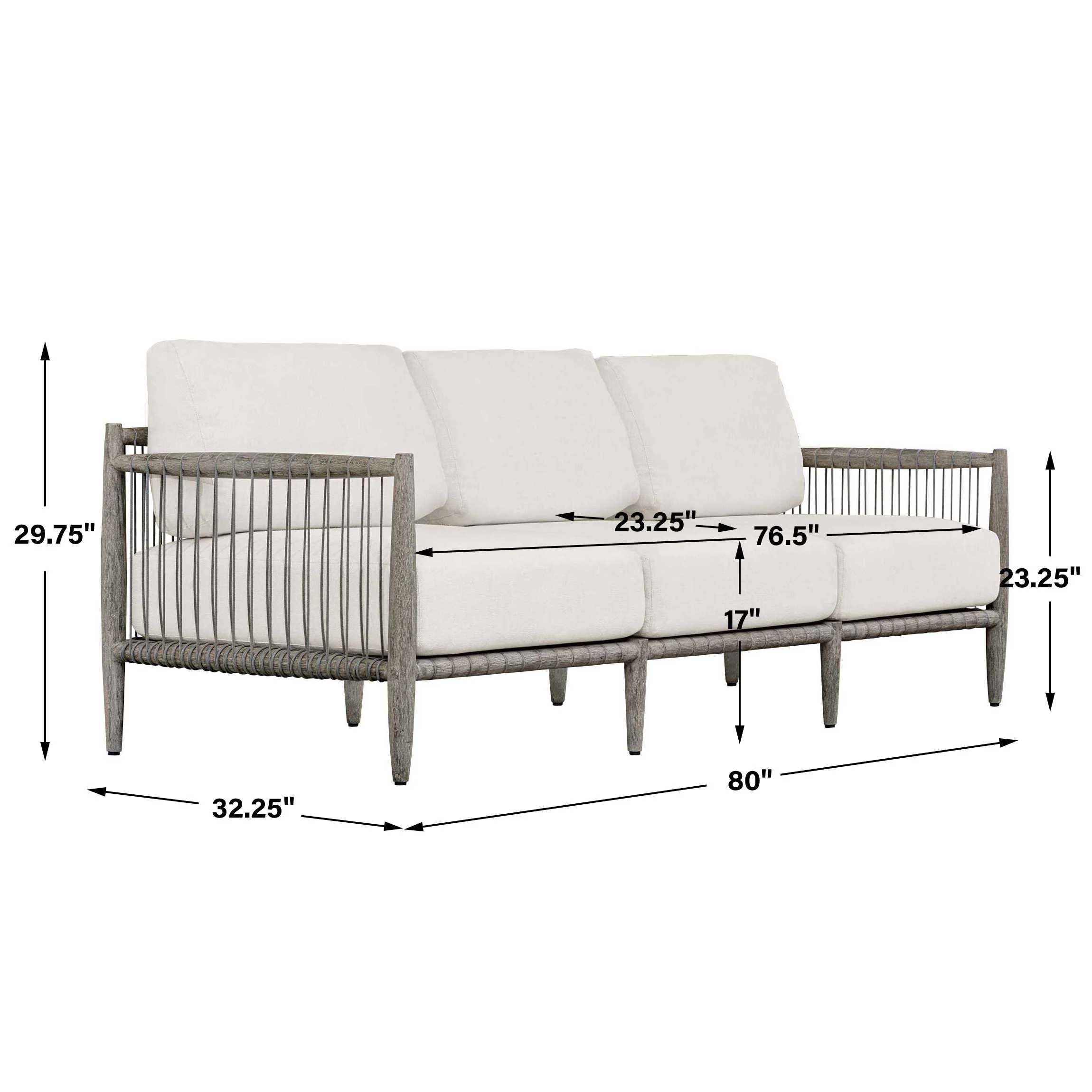 Uttermost Borneo Oyster White Outdoor Sofa - Image 3