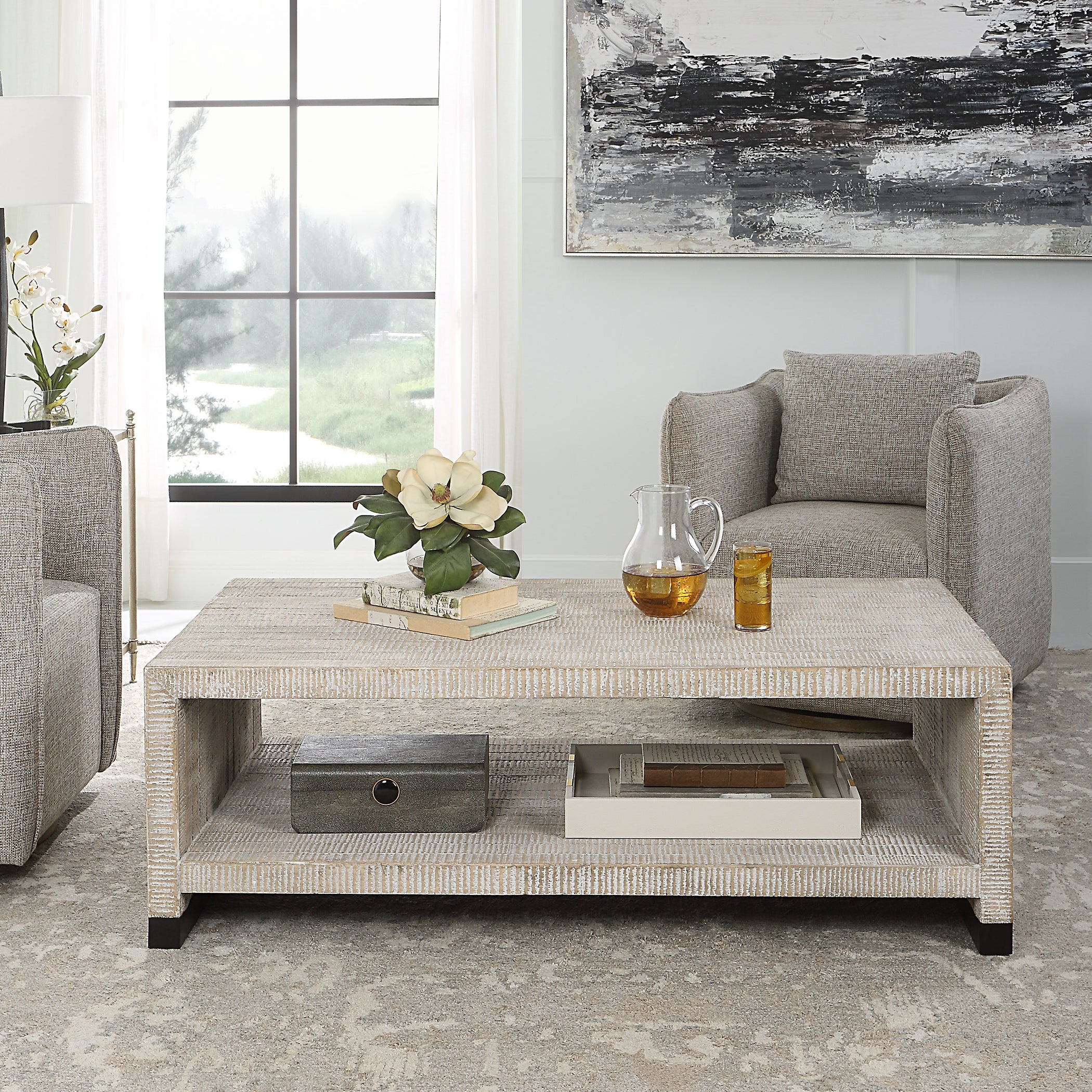 Uttermost Bosk White Washed Coffee Table - Image 2