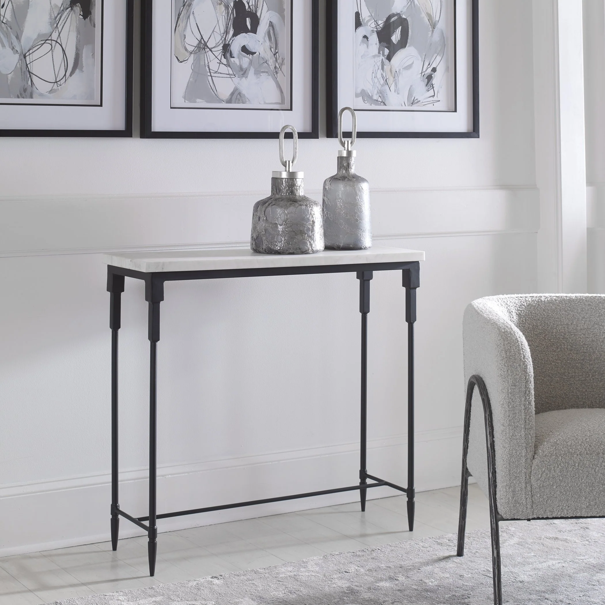Uttermost Bourges White Marble Console Table - Image 2