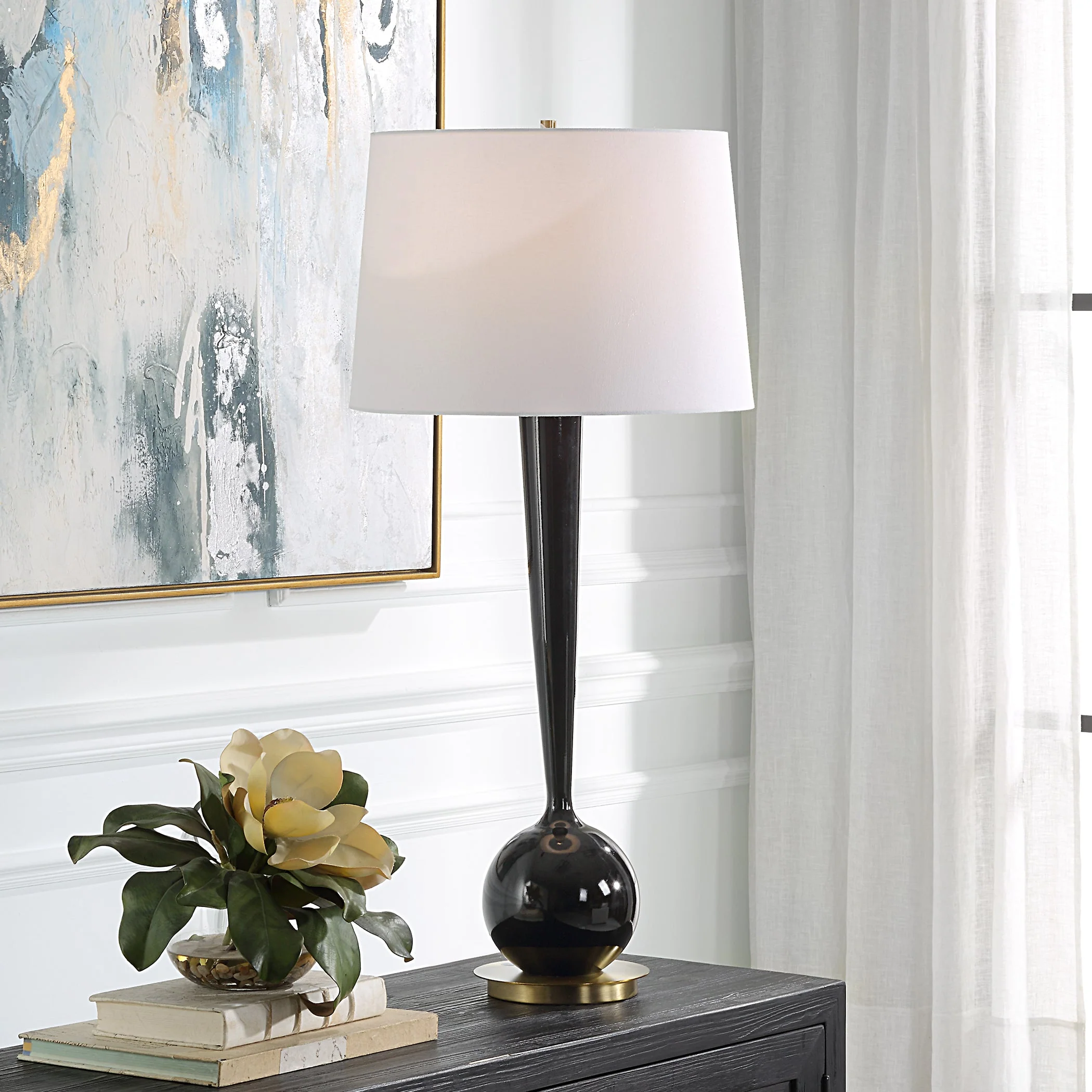 Uttermost Brielle Polished Black Table Lamp - Image 2
