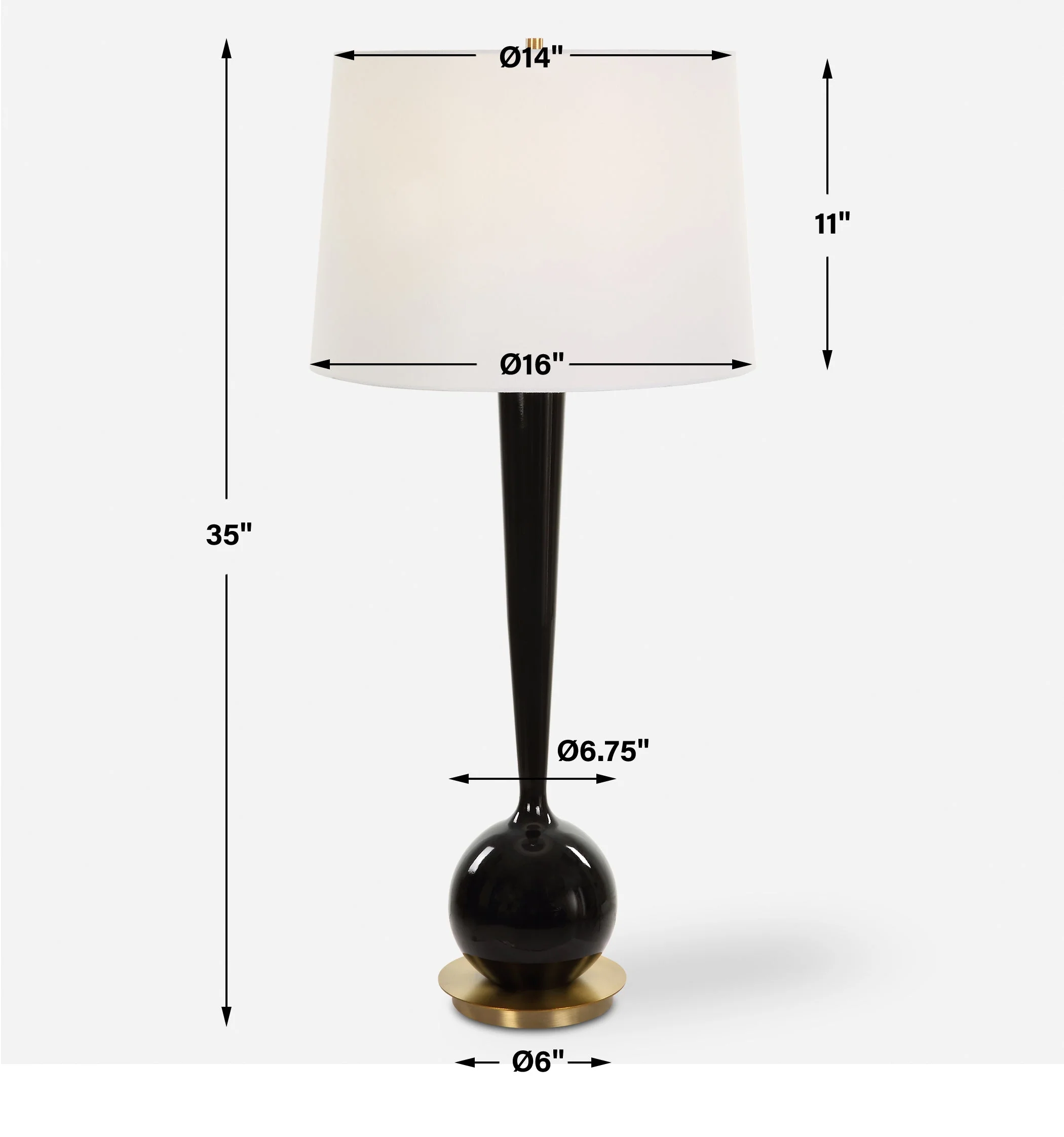 Uttermost Brielle Polished Black Table Lamp - Image 3