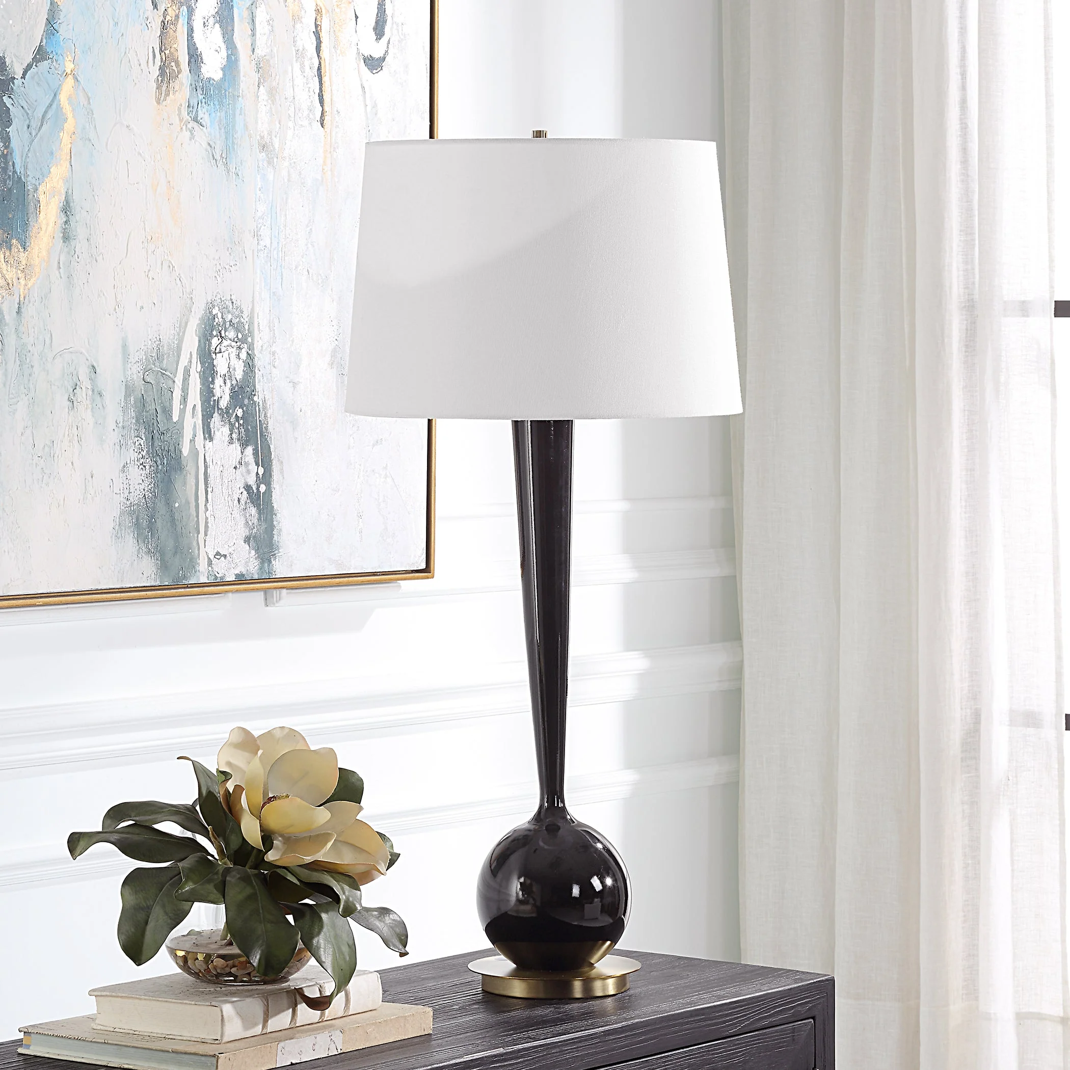 Uttermost Brielle Polished Black Table Lamp - Image 4