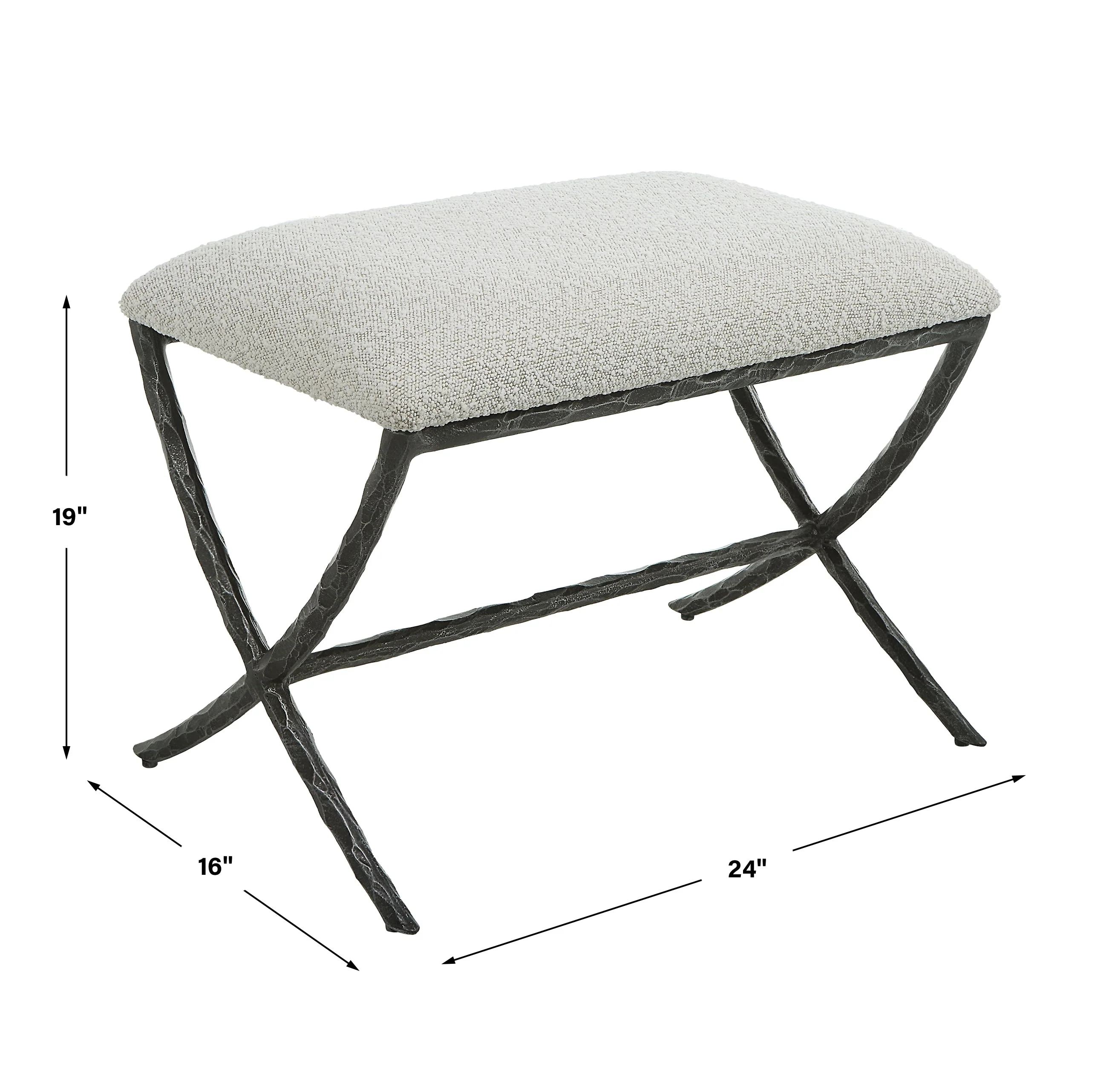 Uttermost Brisby Gray Fabric Small Bench - Image 3