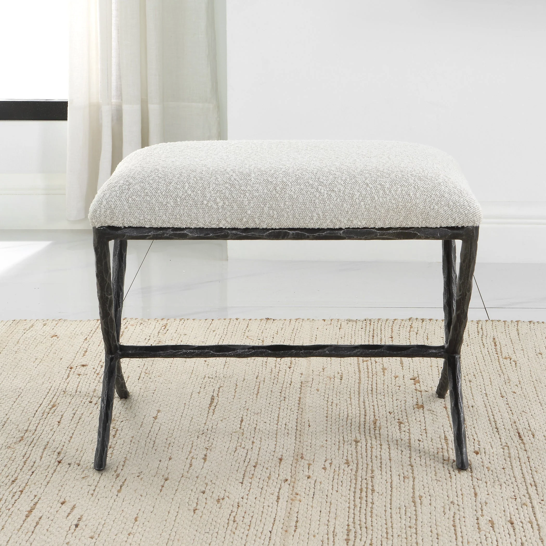 Uttermost Brisby Gray Fabric Small Bench - Image 5