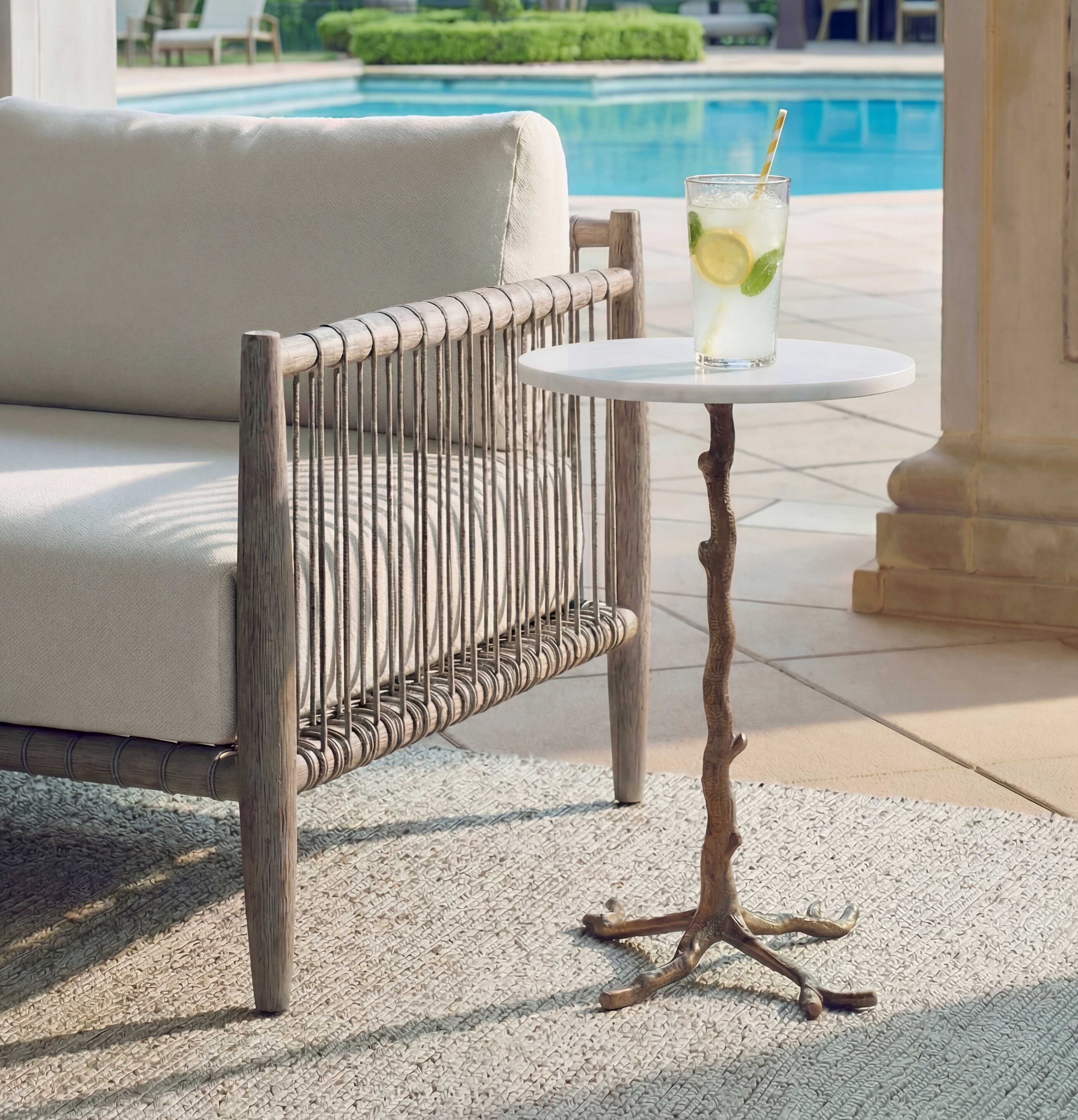 Uttermost Calais White Marble Accent Table - Image 2