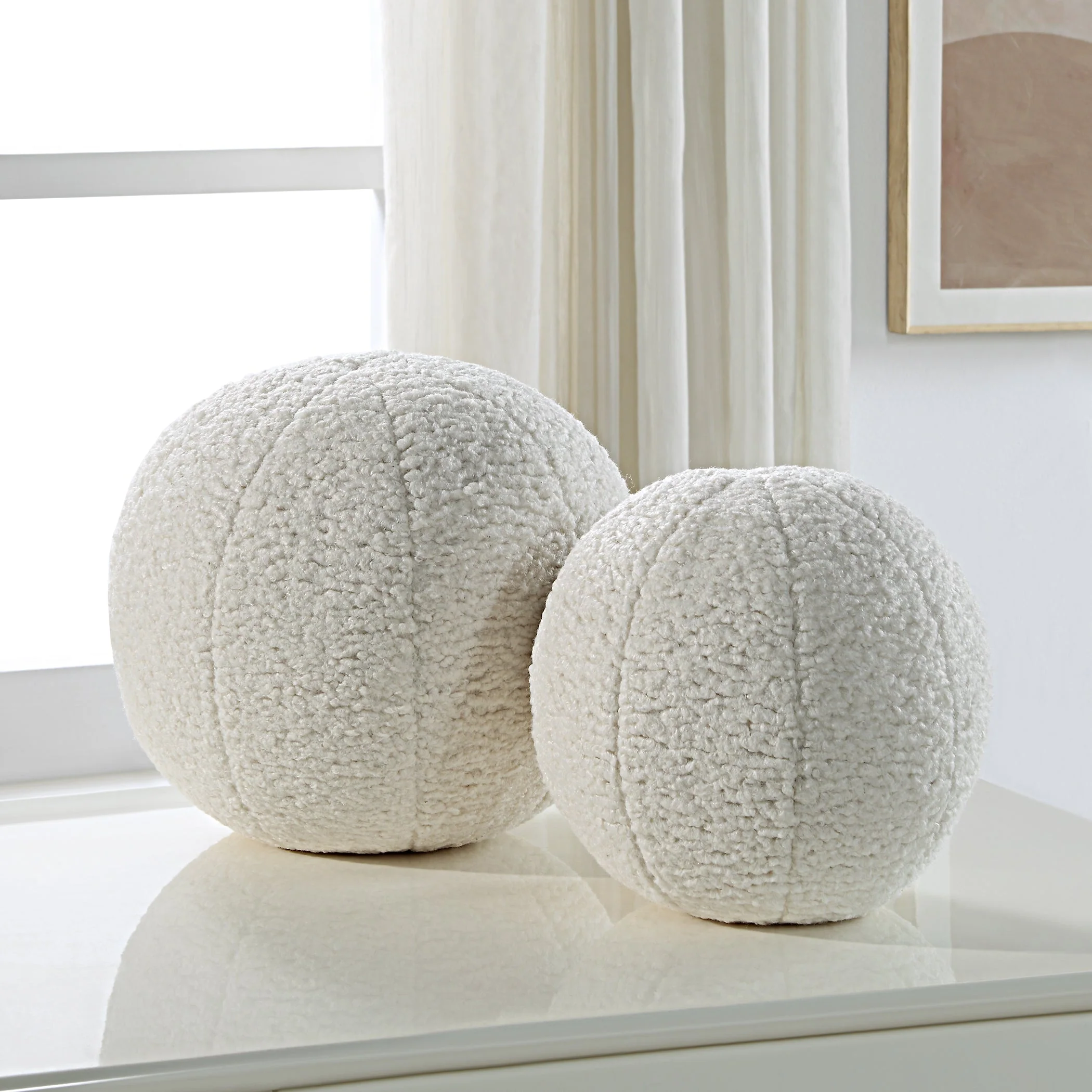 Uttermost Capra Ball Sheepskin Pillows, S/2 - Image 2