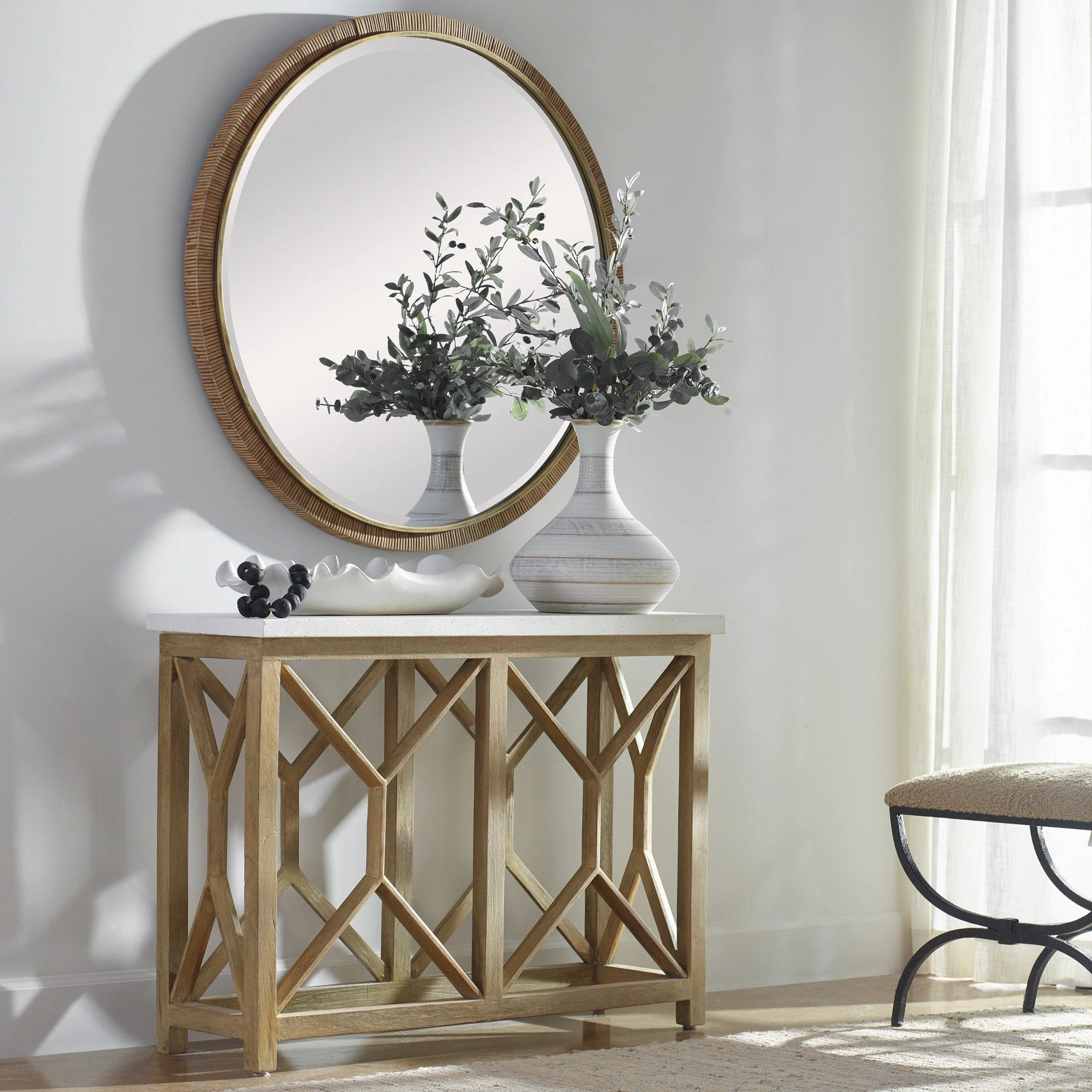Uttermost Catali Ivory Stone Console Table - Image 2