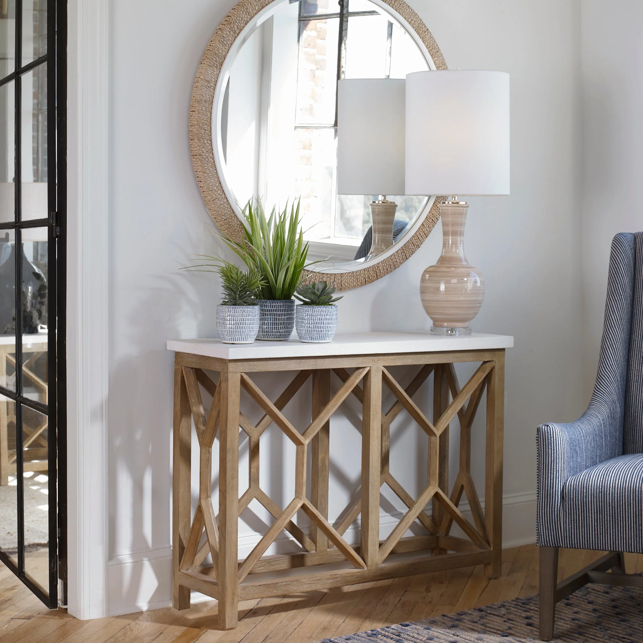 Uttermost Catali Ivory Stone Console Table - Image 4