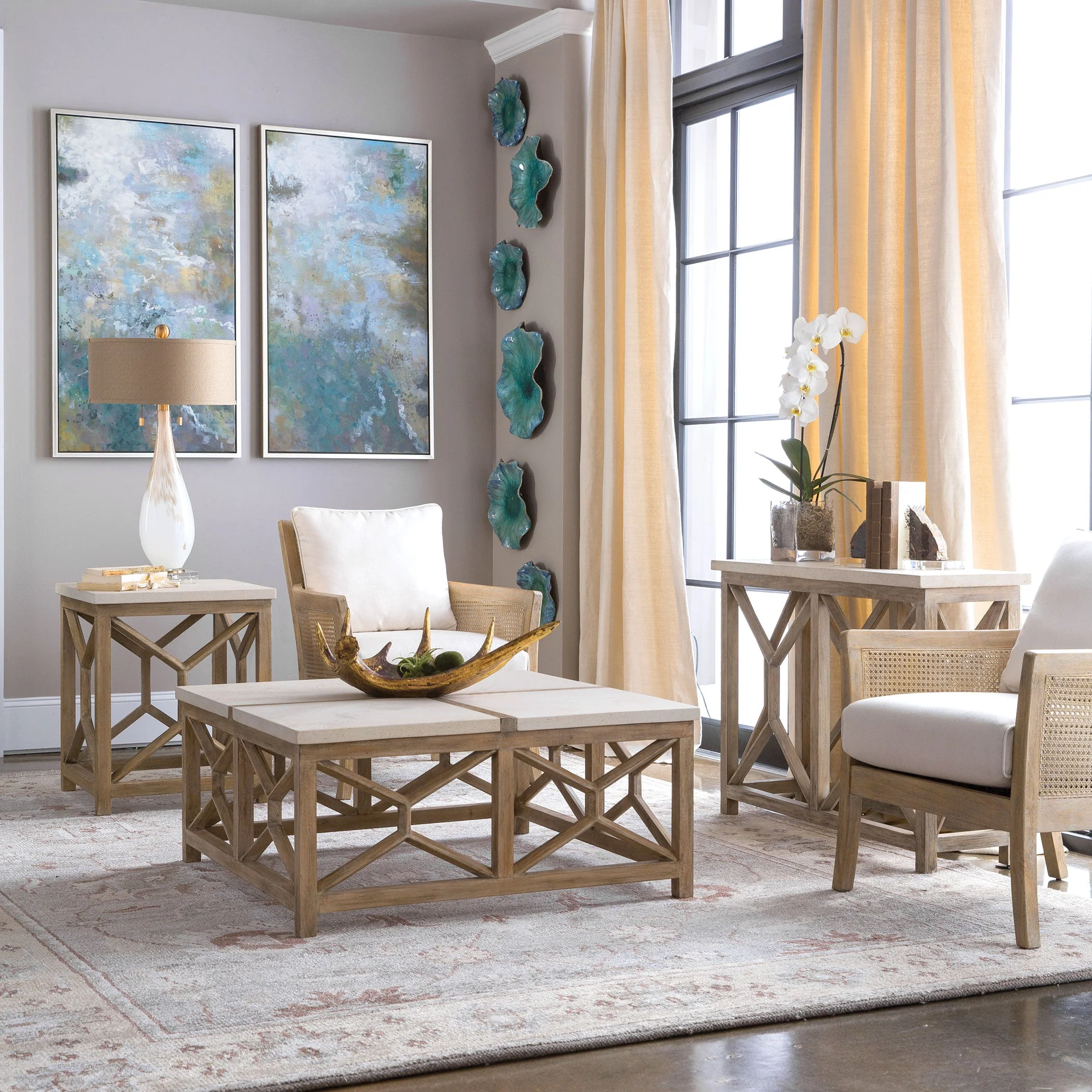 Uttermost Catali Ivory Stone Console Table - Image 5