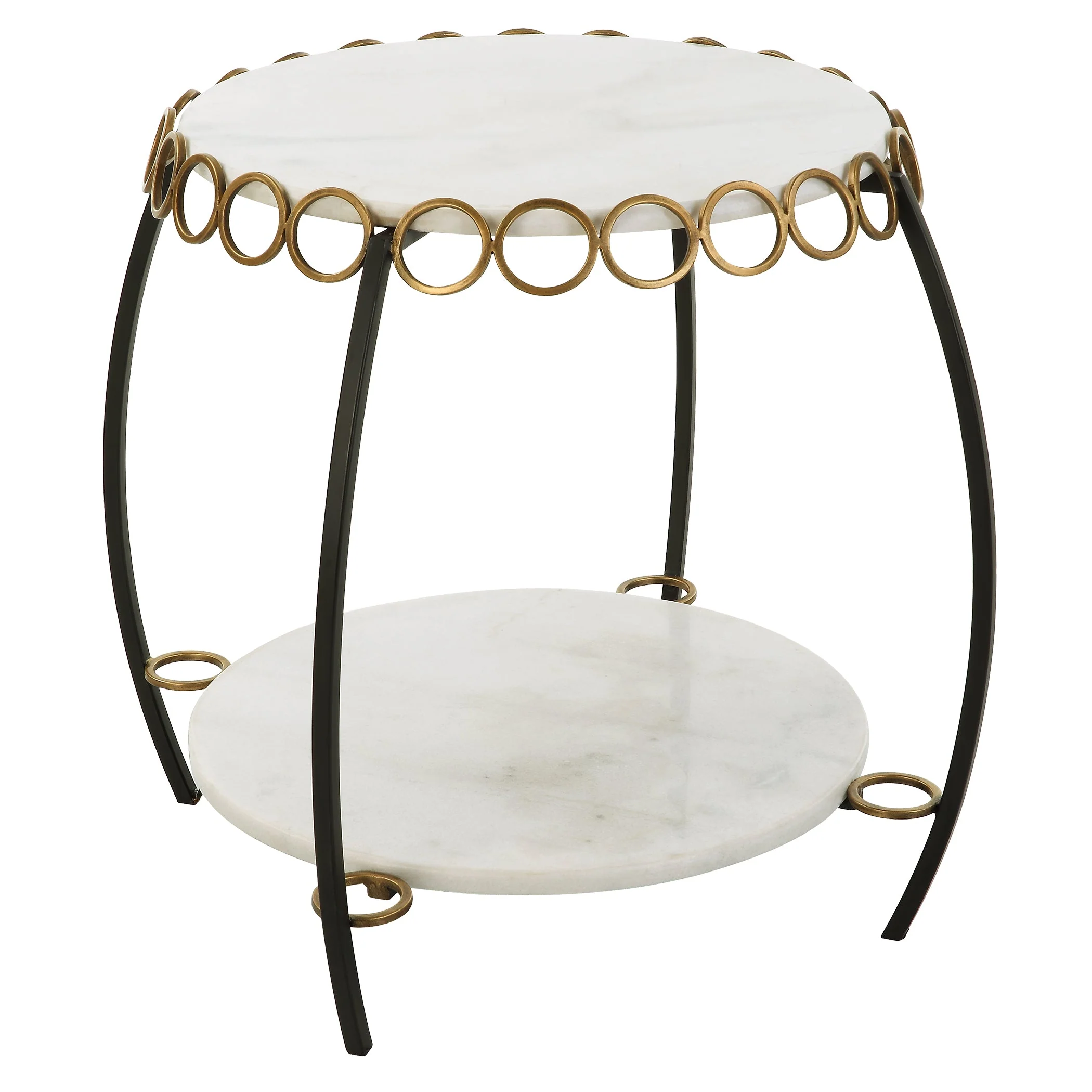 Uttermost Chainlink White Marble Side Table - Image 4