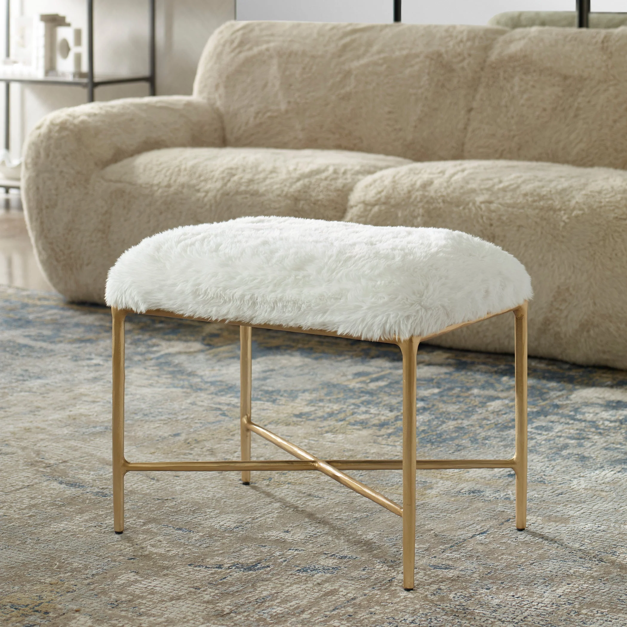 Uttermost Charmed Sheepskin Small Bench - Image 2