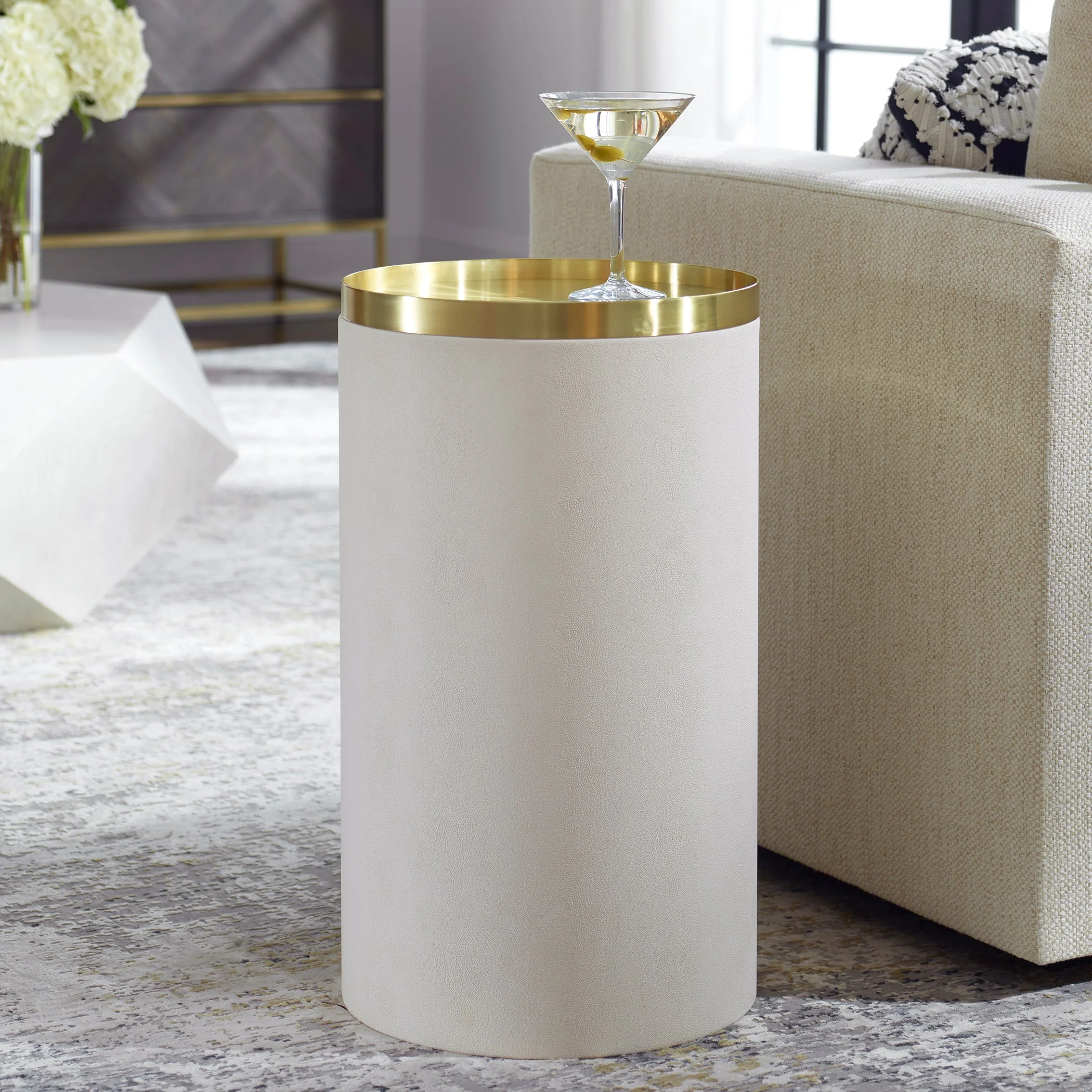 Uttermost Circuit Brass & White Accent Table - Image 2