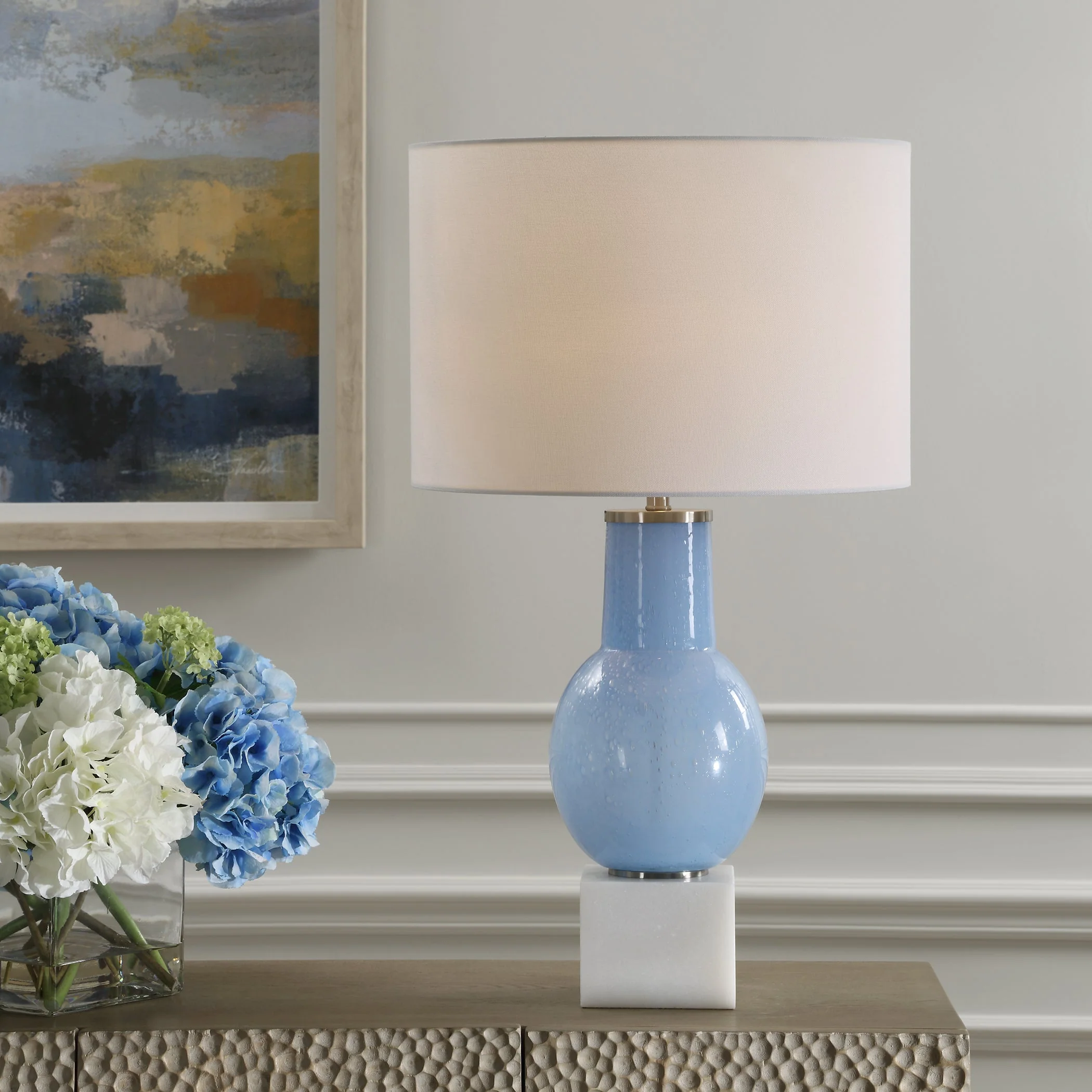 Uttermost Clear Sky Blue Glass Table Lamp - Image 2