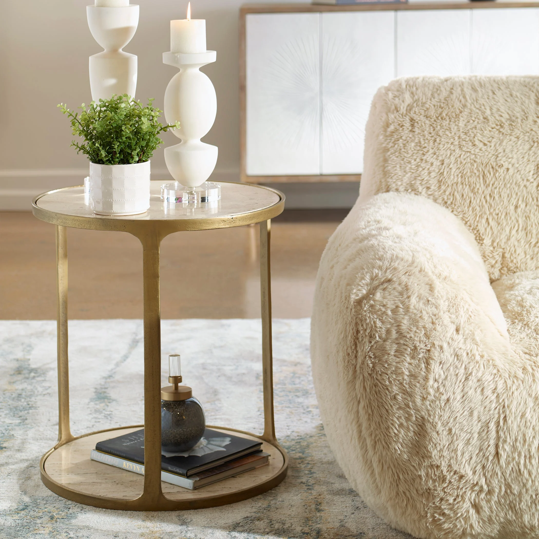 Uttermost Clench Brass Side Table - Image 2