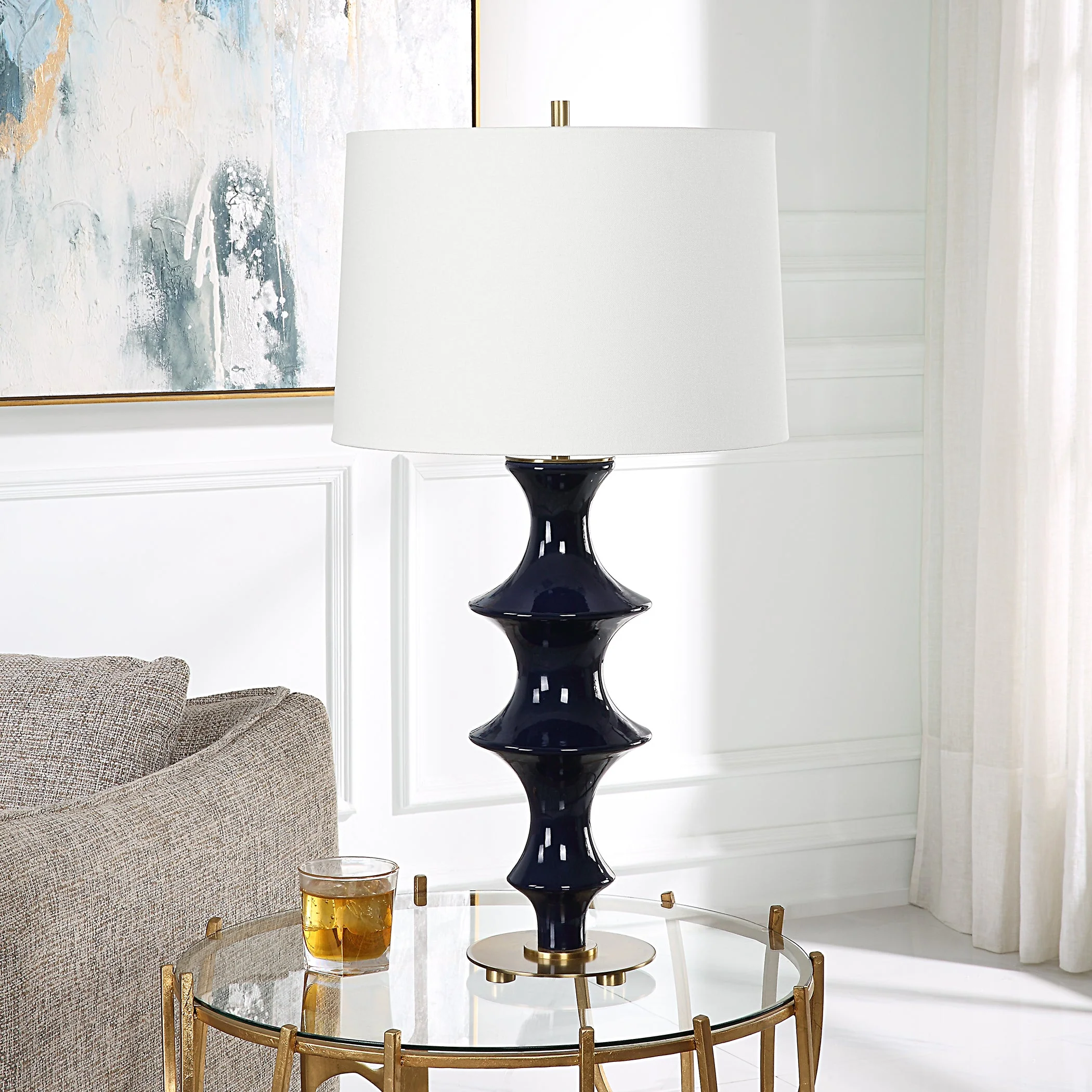 Uttermost Coil Sculpted Blue Table Lamp - Image 4