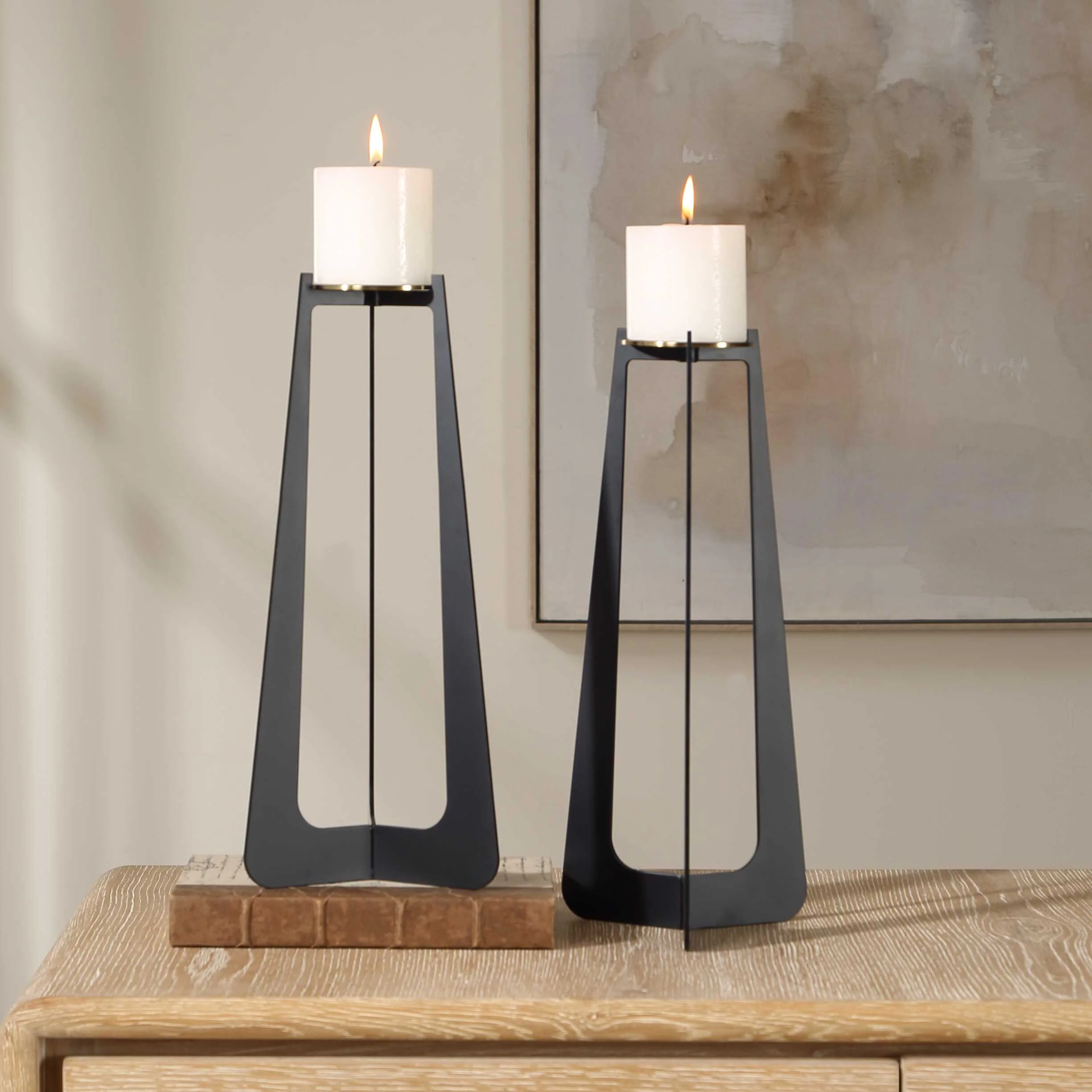 Uttermost Columnar Black Candleholders Set/2 - Image 2