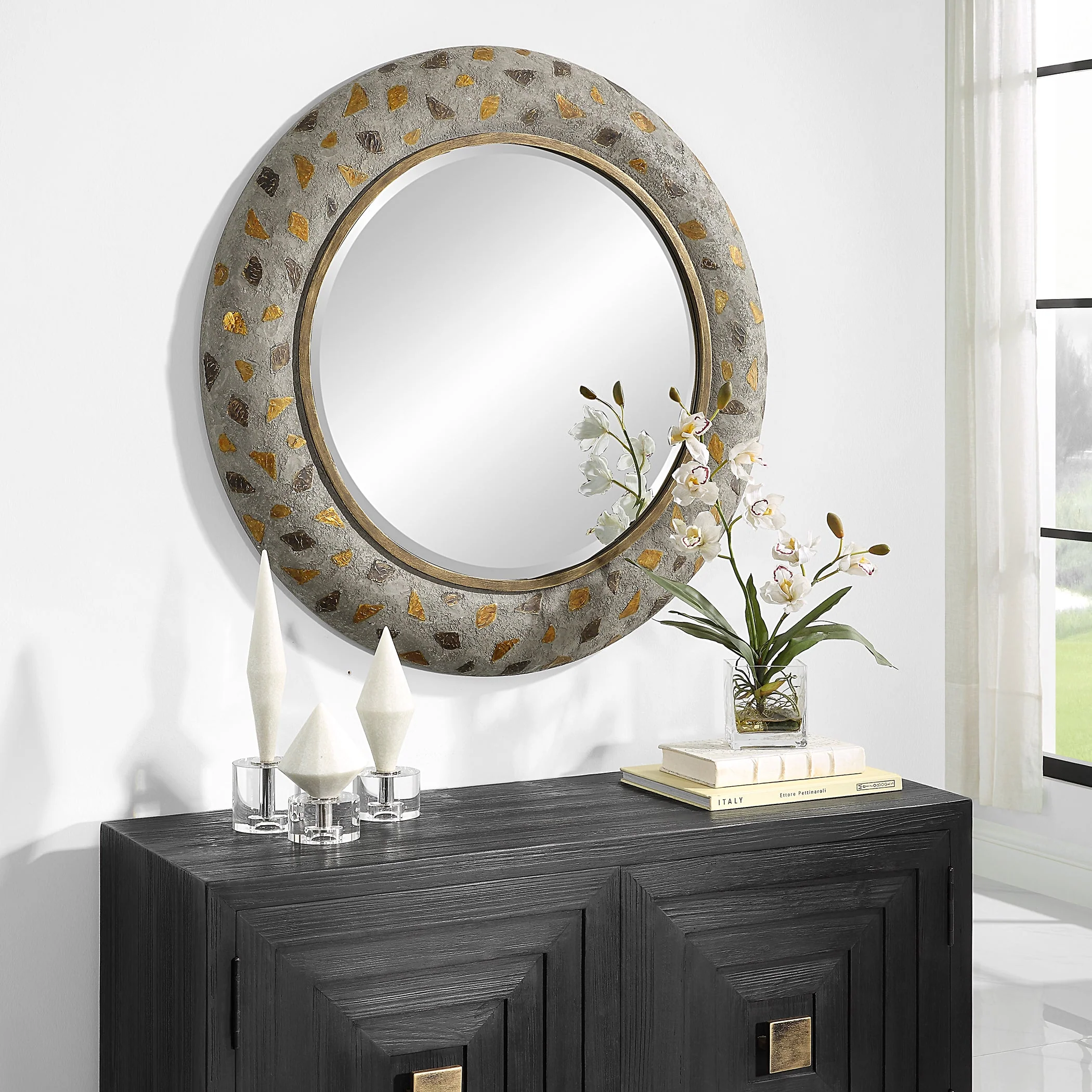 Uttermost Copper Terrazzo Round Mirror - CLOSEOUT - Image 5