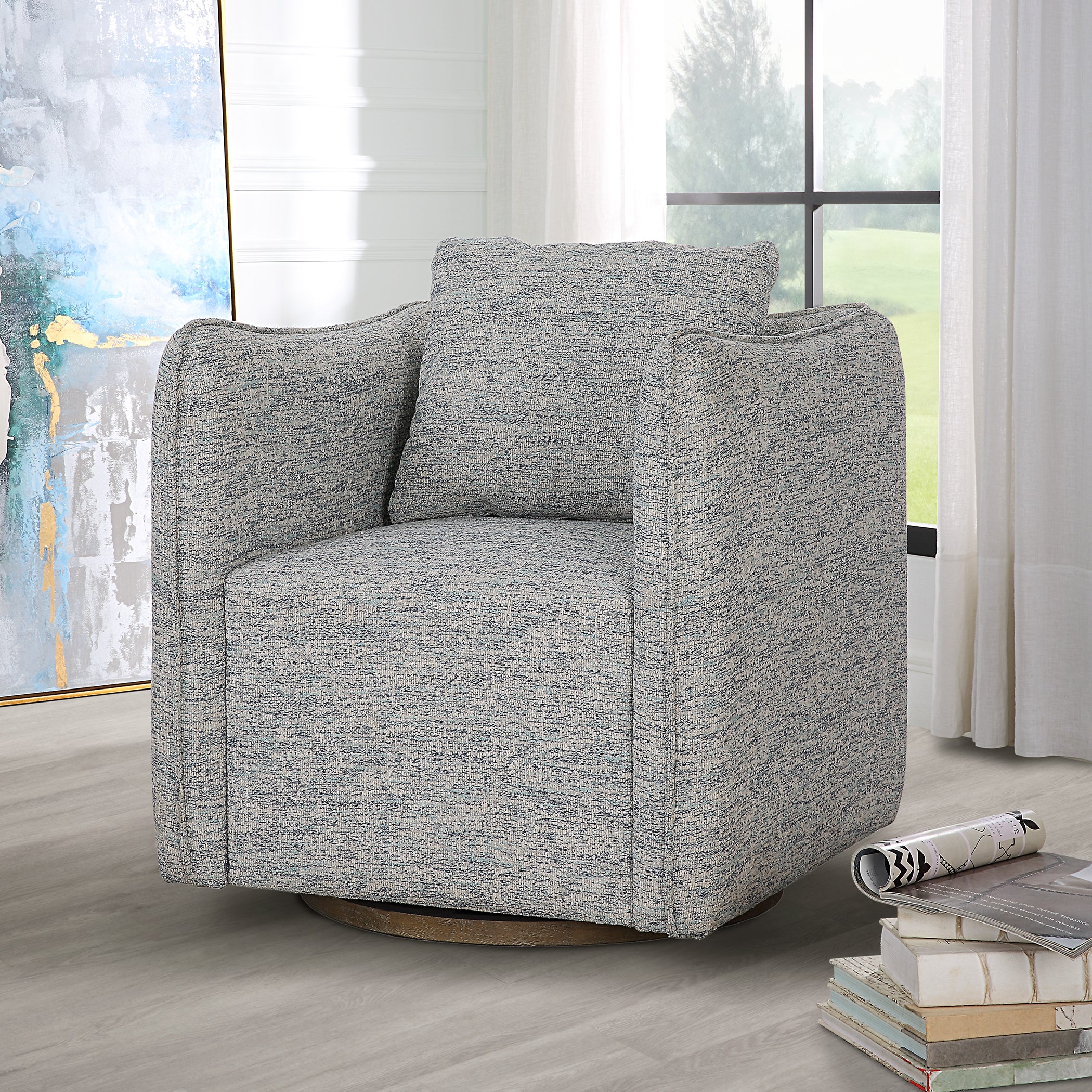 Uttermost Corben Blue Swivel Chair - Image 2